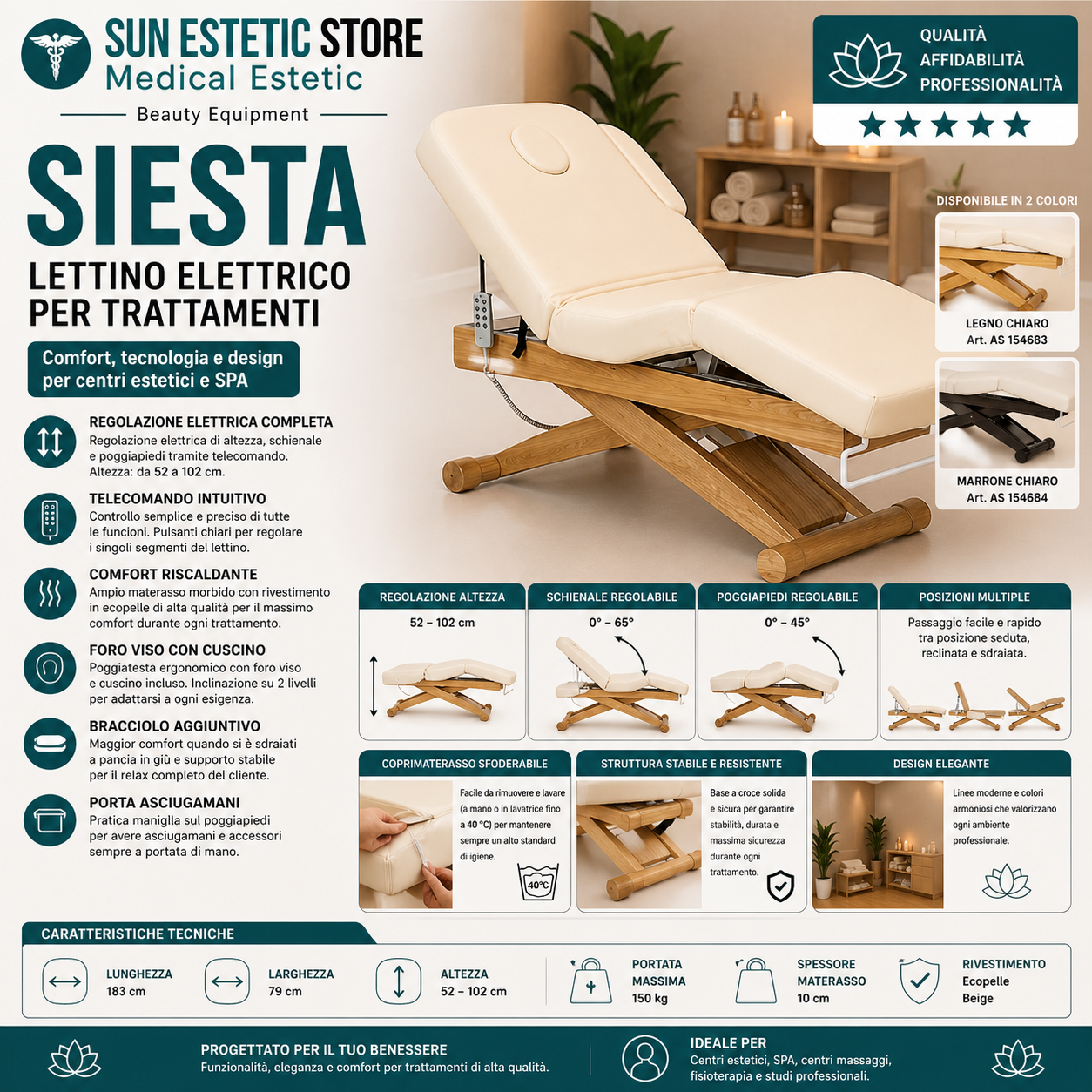 Siesta lettino massaggio spa 3 motori