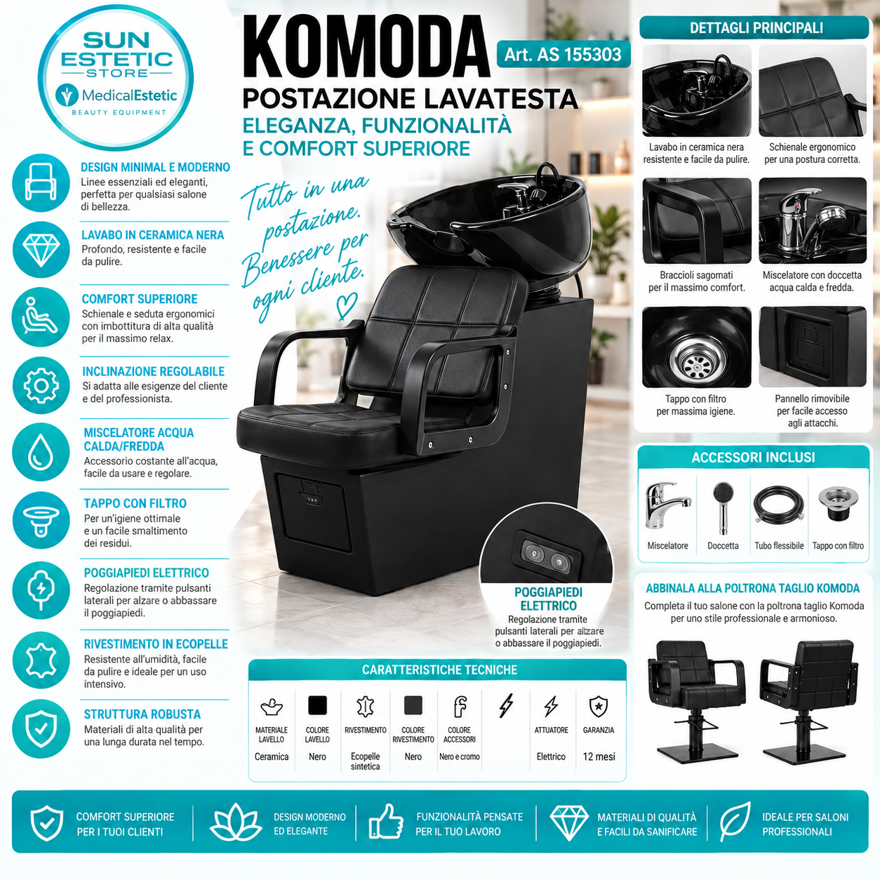 Komoda poltrona lavatesta parrucchiere