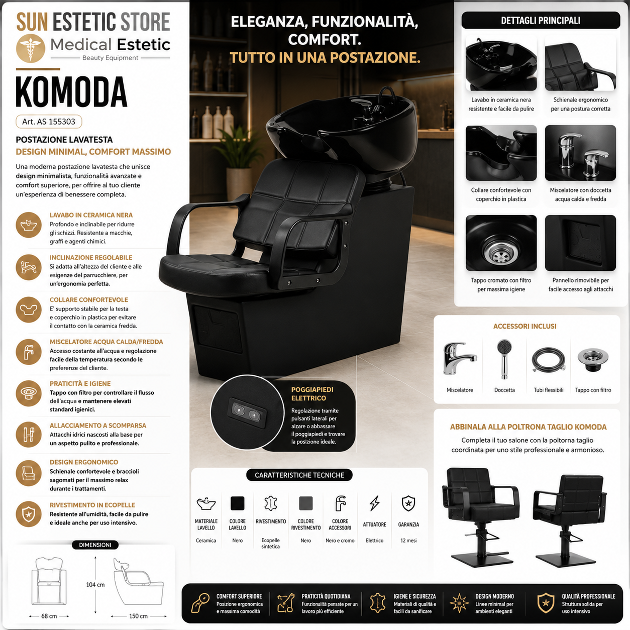 Komoda poltrona lavatesta parrucchiere