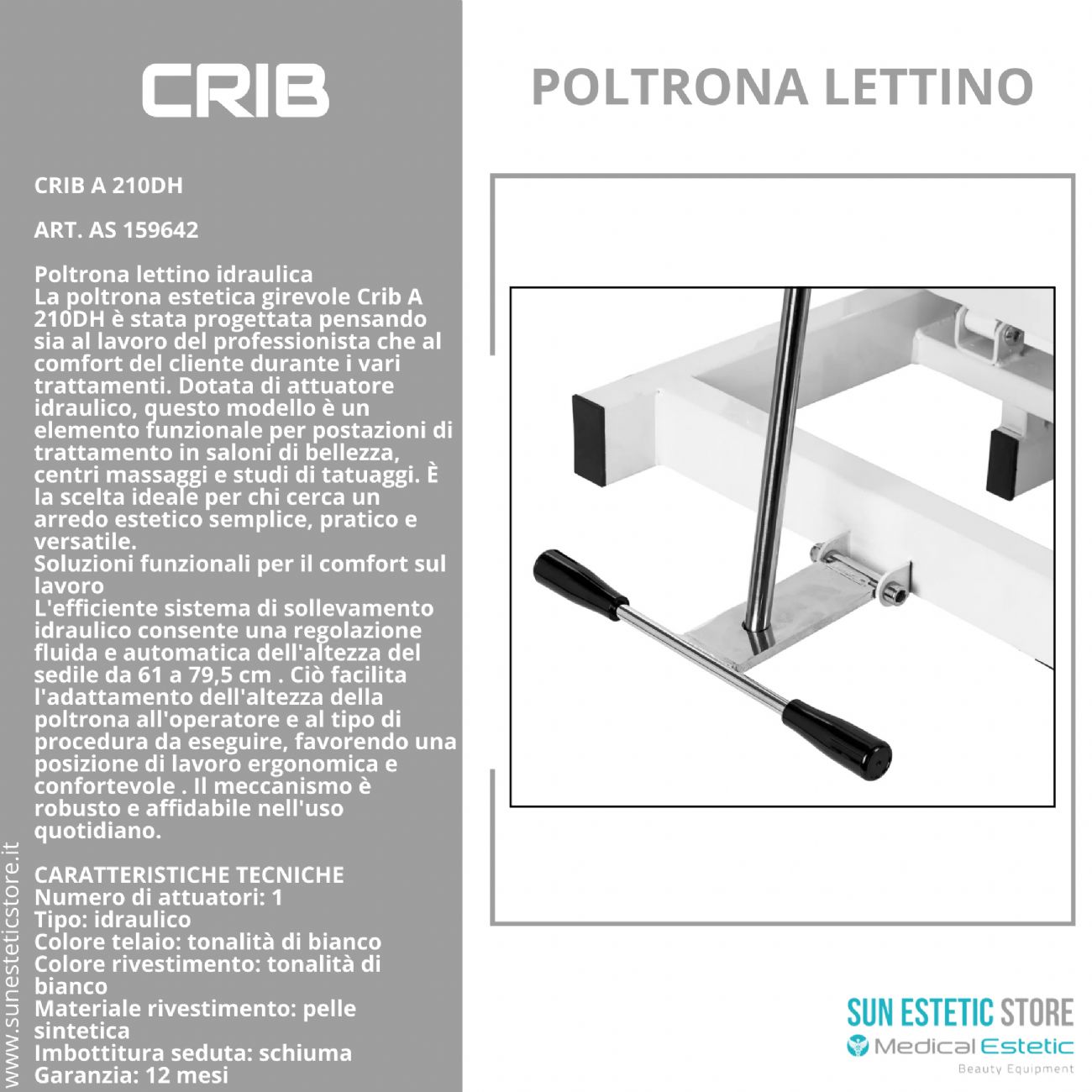 Crib A 210DH poltrona lettino idraulica