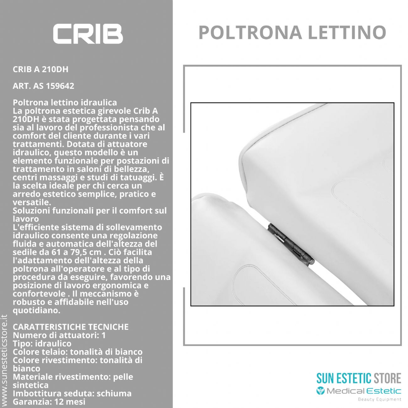 Crib A 210DH poltrona lettino idraulica