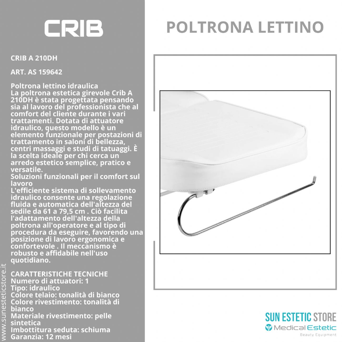 Crib A 210DH poltrona lettino idraulica