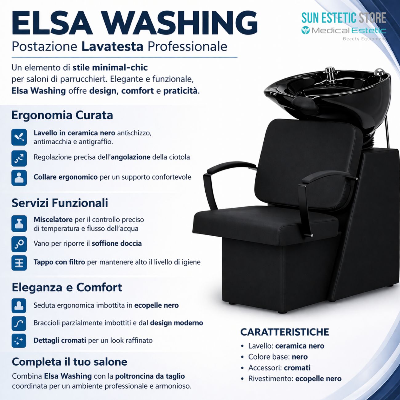 Elsa washing poltrona lavatesta parrucchiere