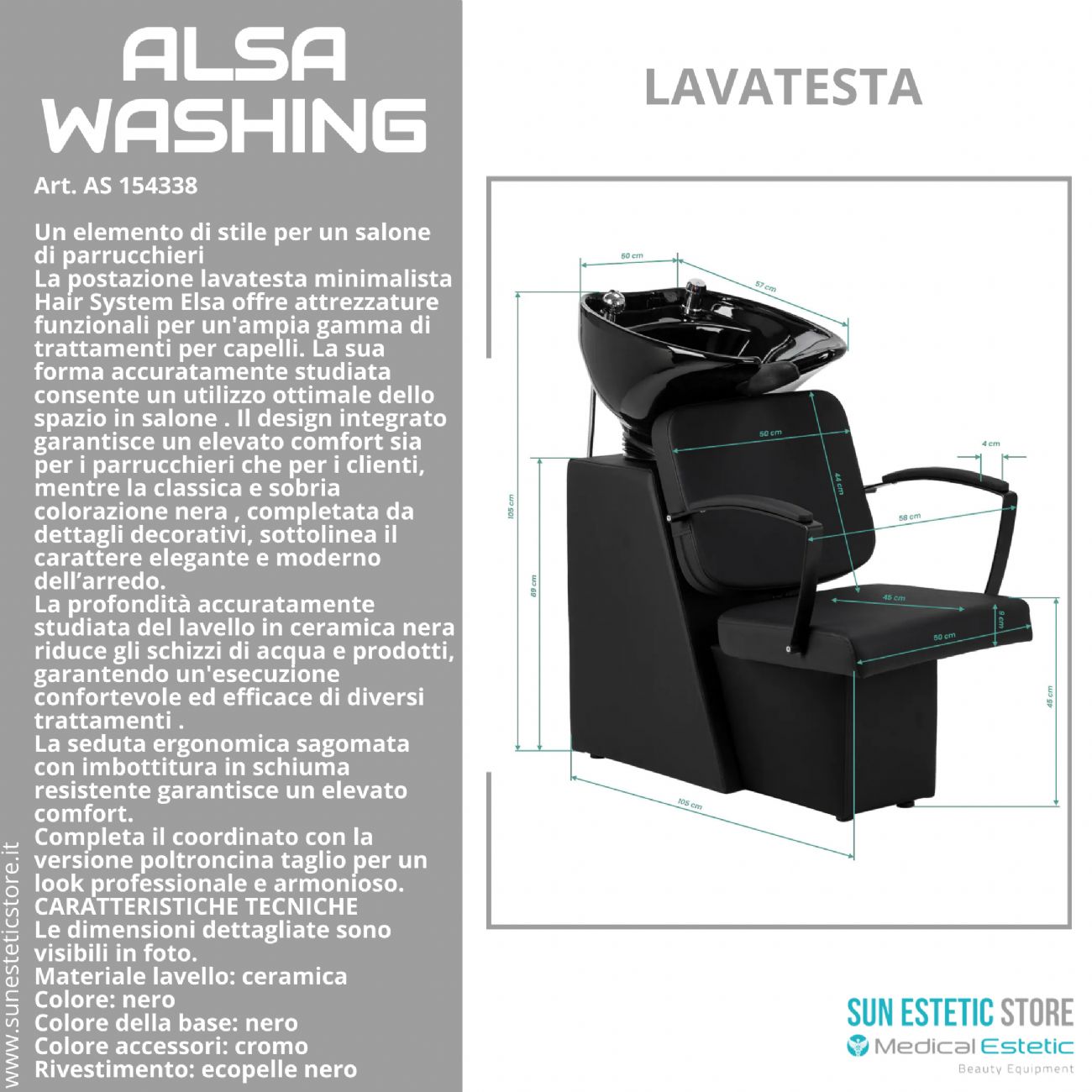 Elsa washing poltrona lavatesta parrucchiere