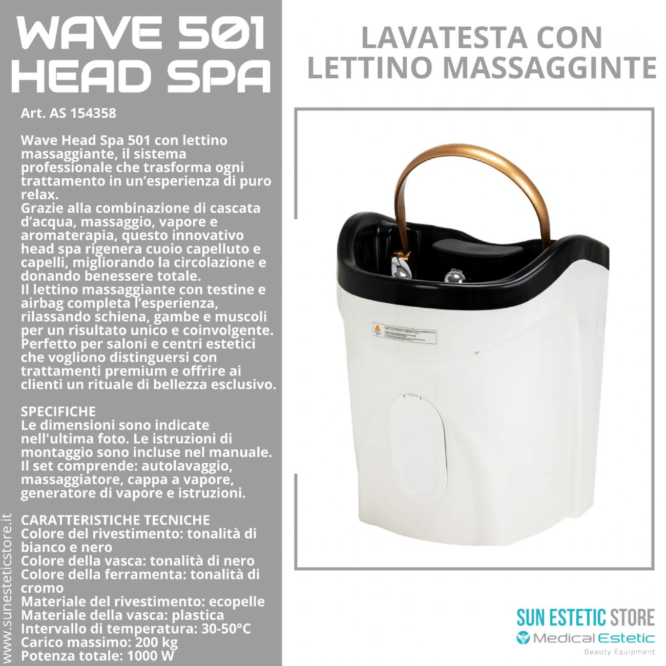 Wave 501 Head Spa lavatesta con lettino massaggiante