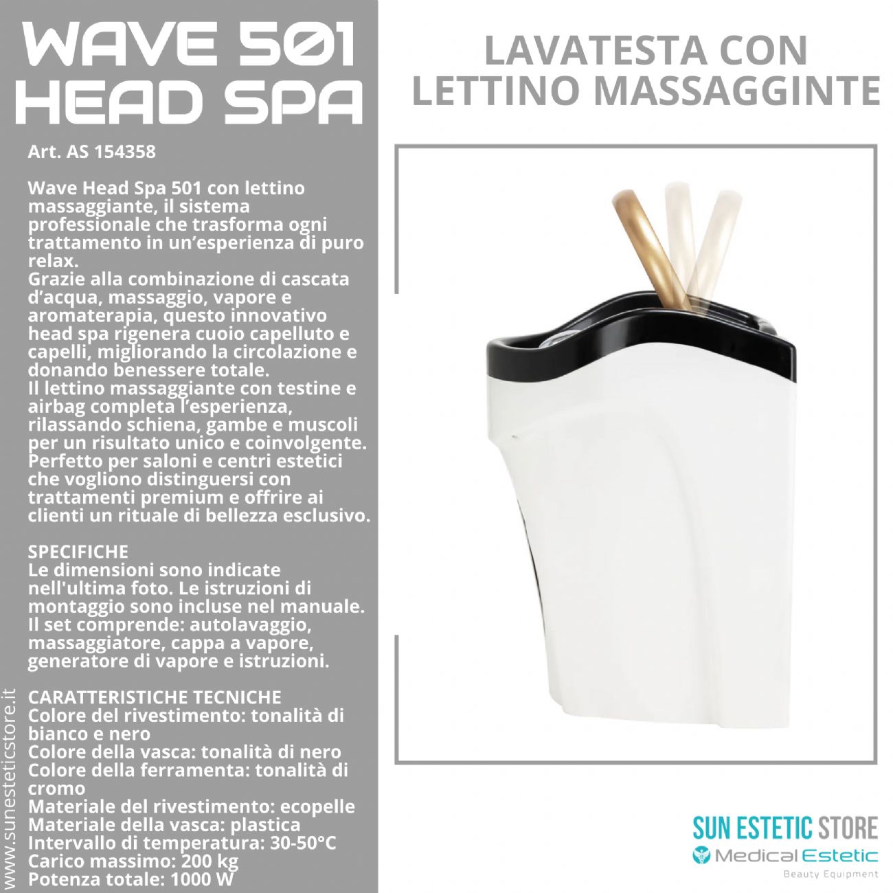 Wave 501 Head Spa lavatesta con lettino massaggiante
