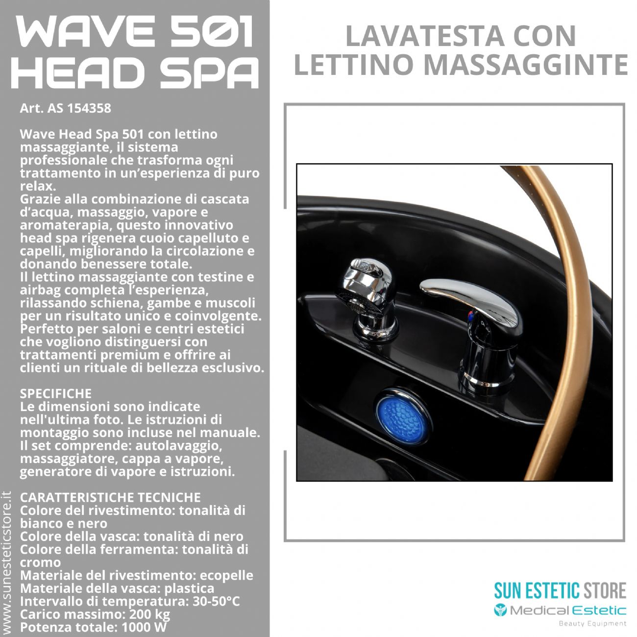 Wave 501 Head Spa lavatesta con lettino massaggiante