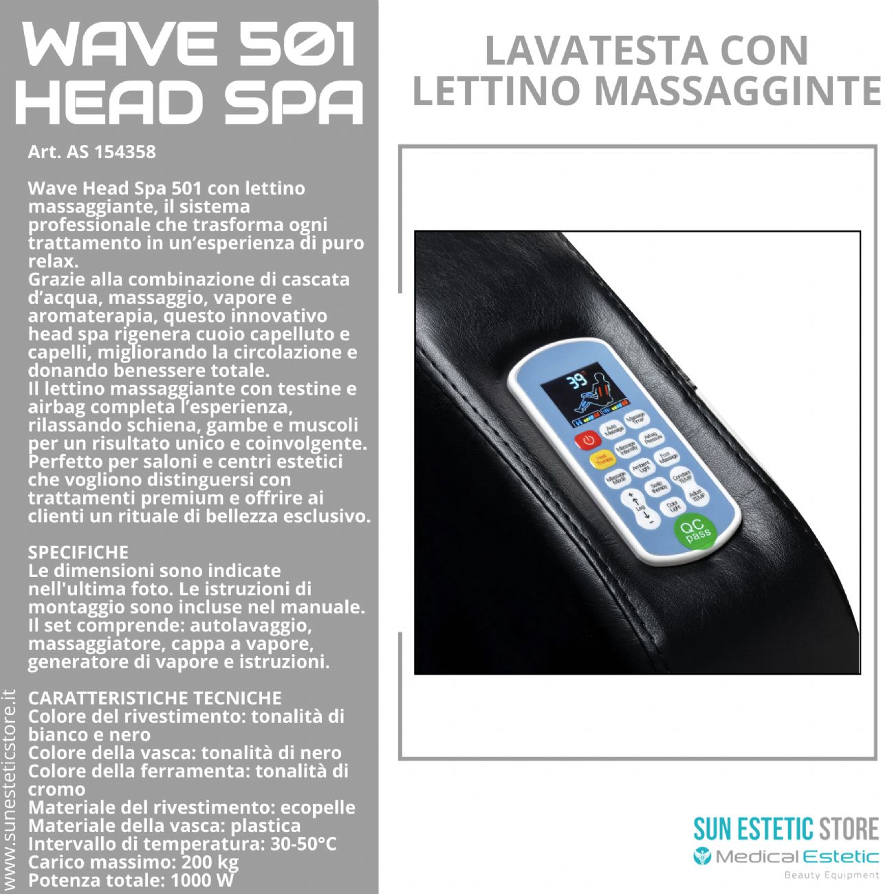 Wave 501 Head Spa lavatesta con lettino massaggiante