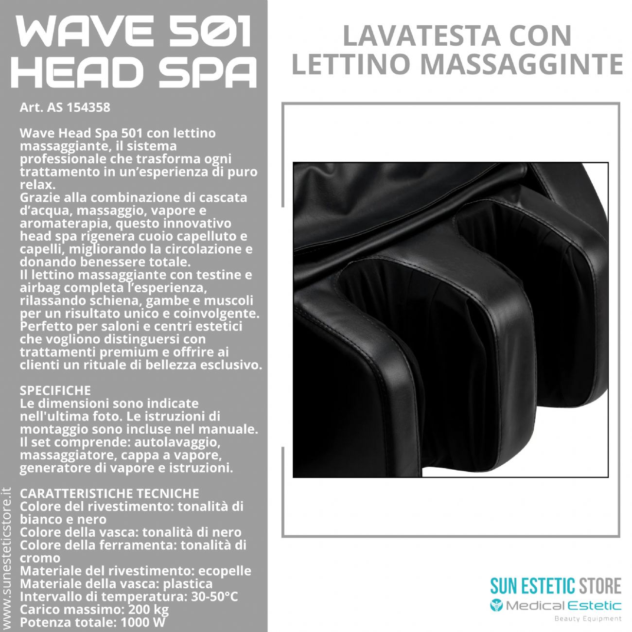 Wave 501 Head Spa lavatesta con lettino massaggiante