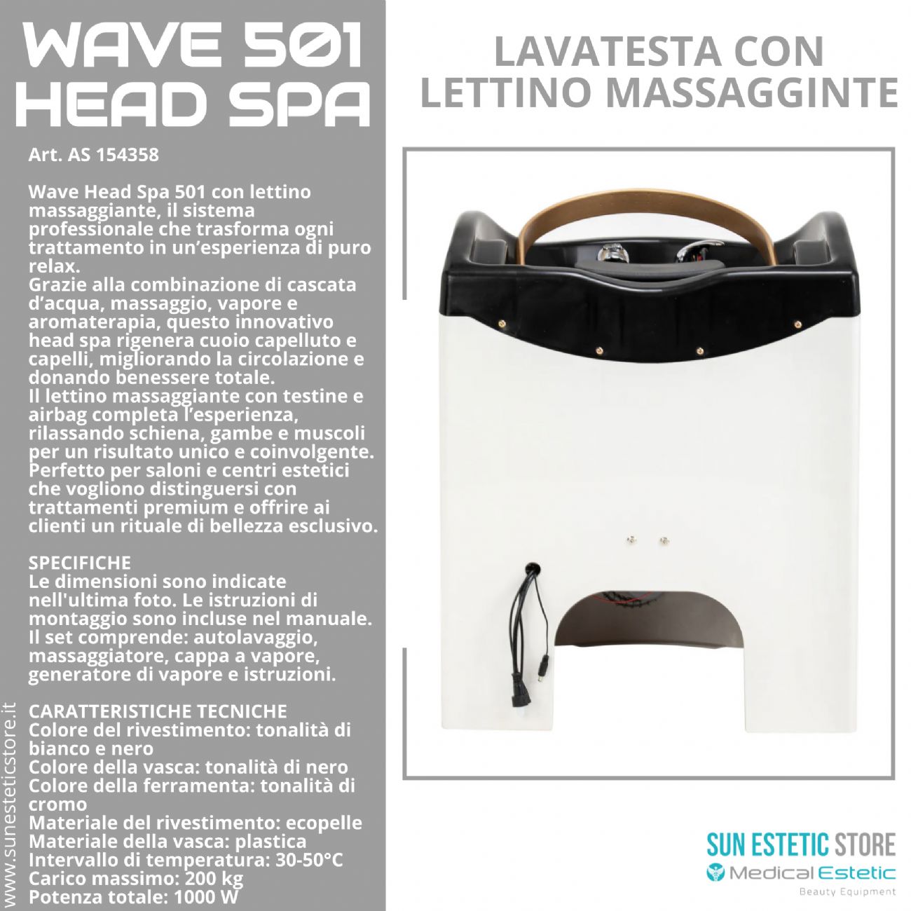 Wave 501 Head Spa lavatesta con lettino massaggiante