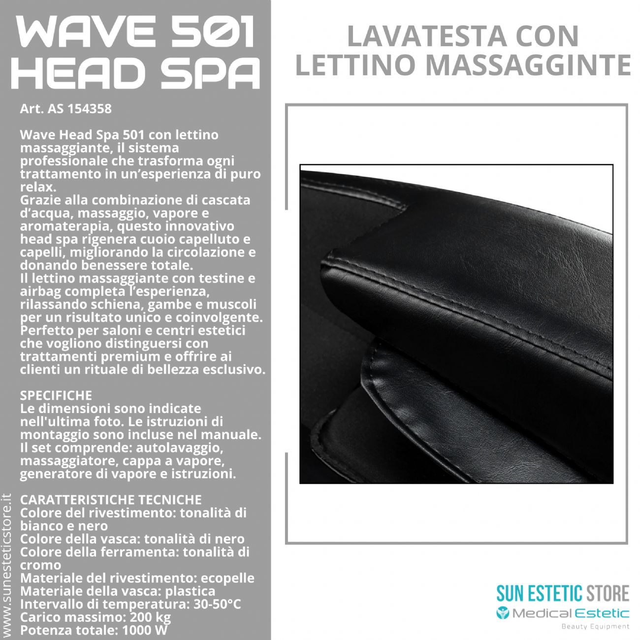 Wave 501 Head Spa lavatesta con lettino massaggiante