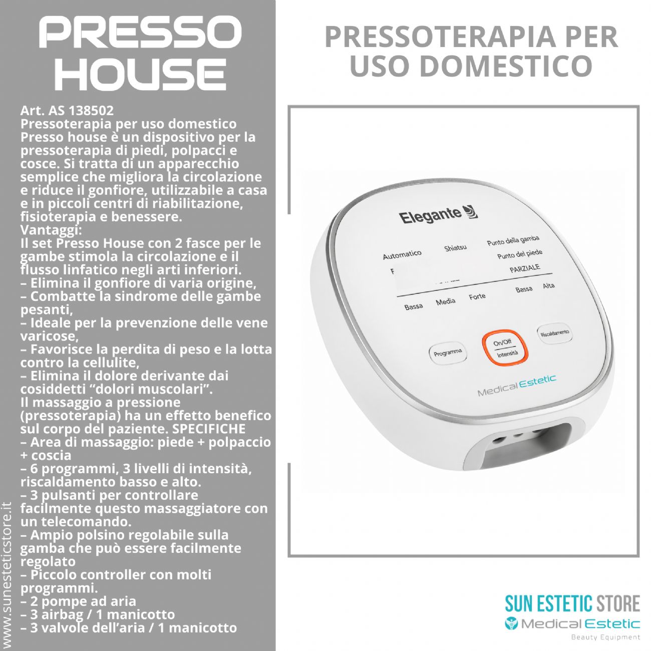 Presso House Elegante pressoterapia per uso domestico