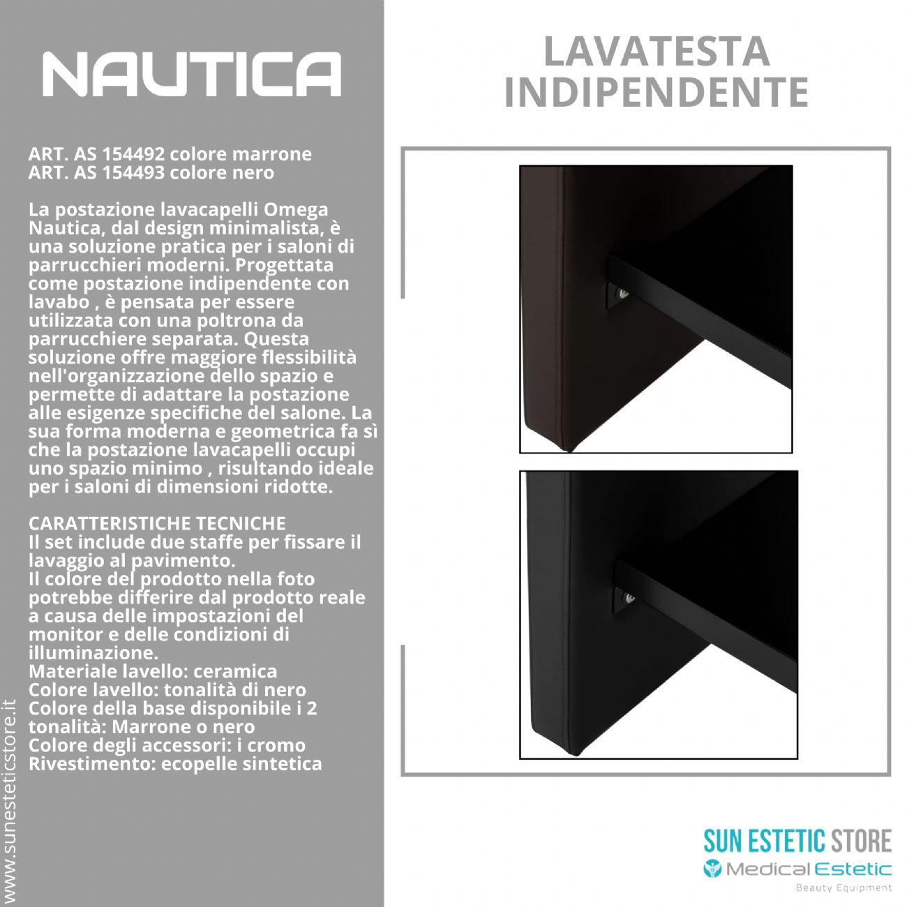 Nautica lavatesta indipendente senza poltrona