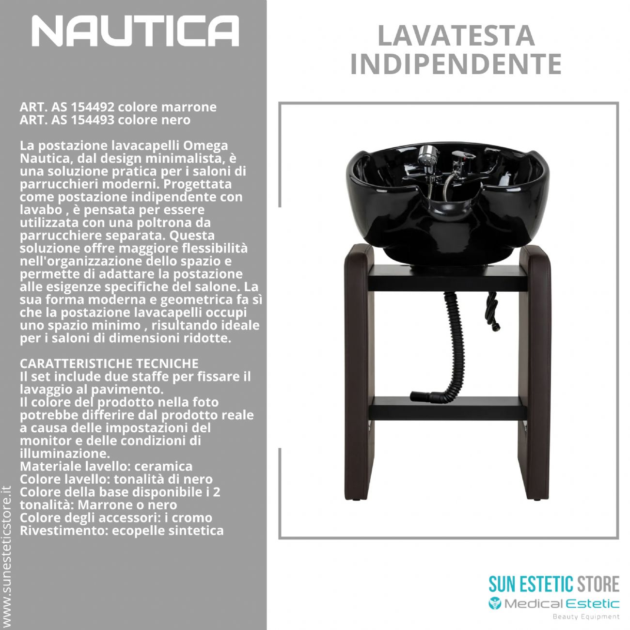 Nautica lavatesta indipendente senza poltrona