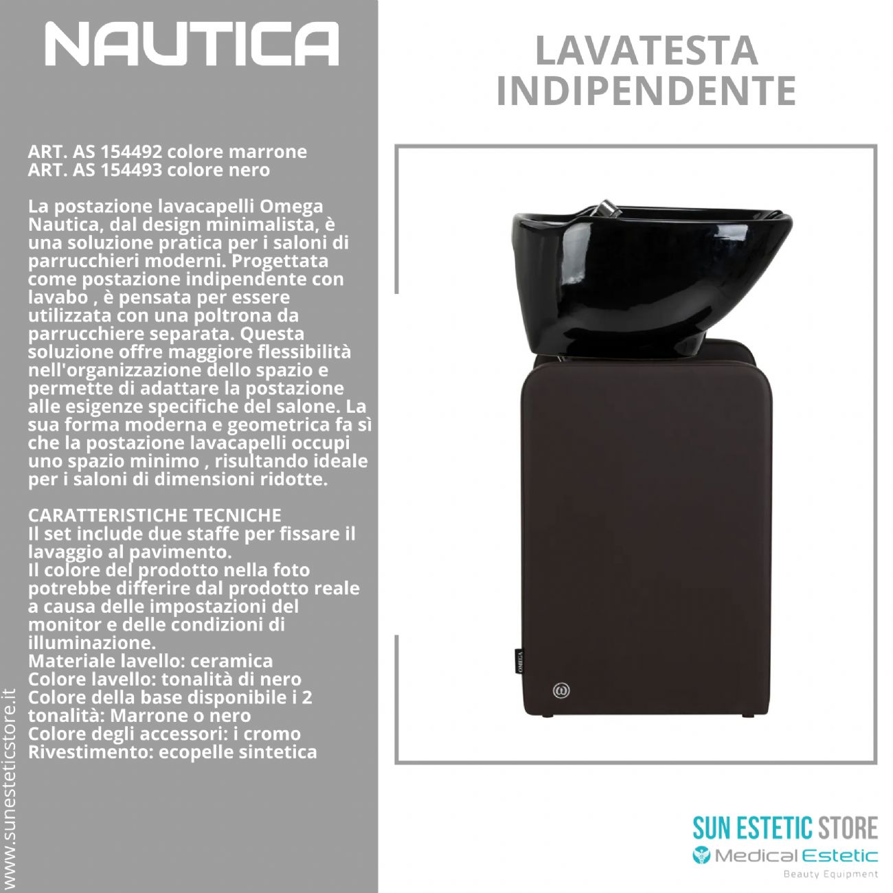 Nautica lavatesta indipendente senza poltrona