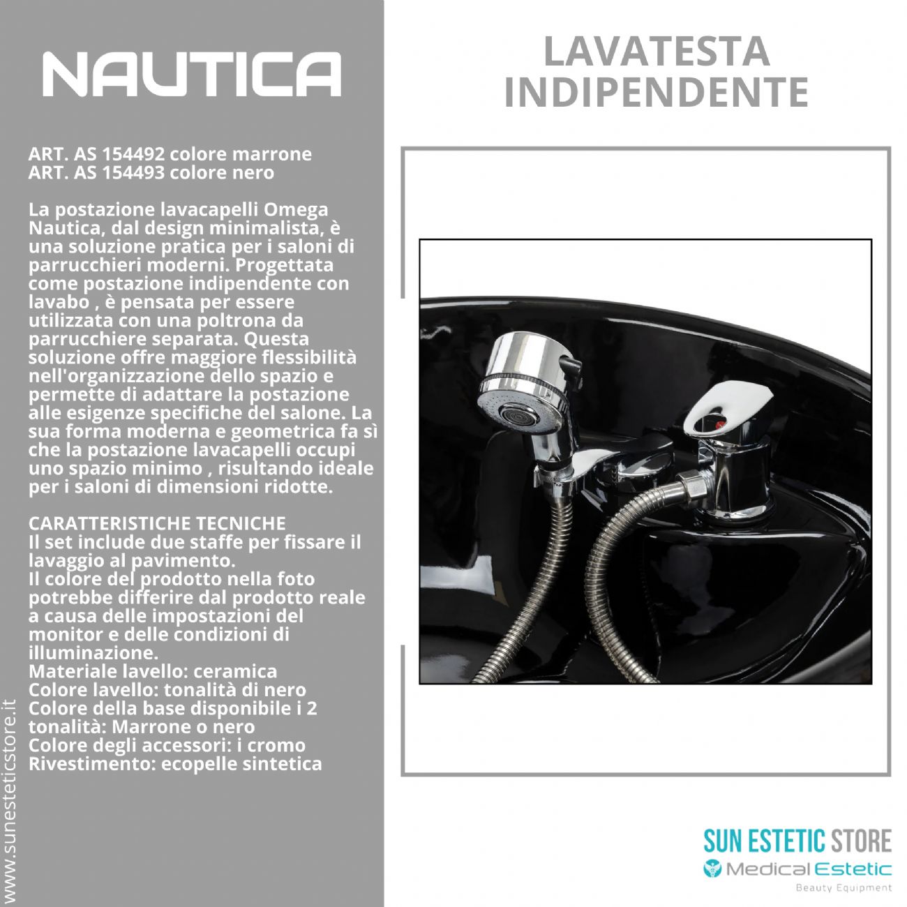 Nautica lavatesta indipendente senza poltrona