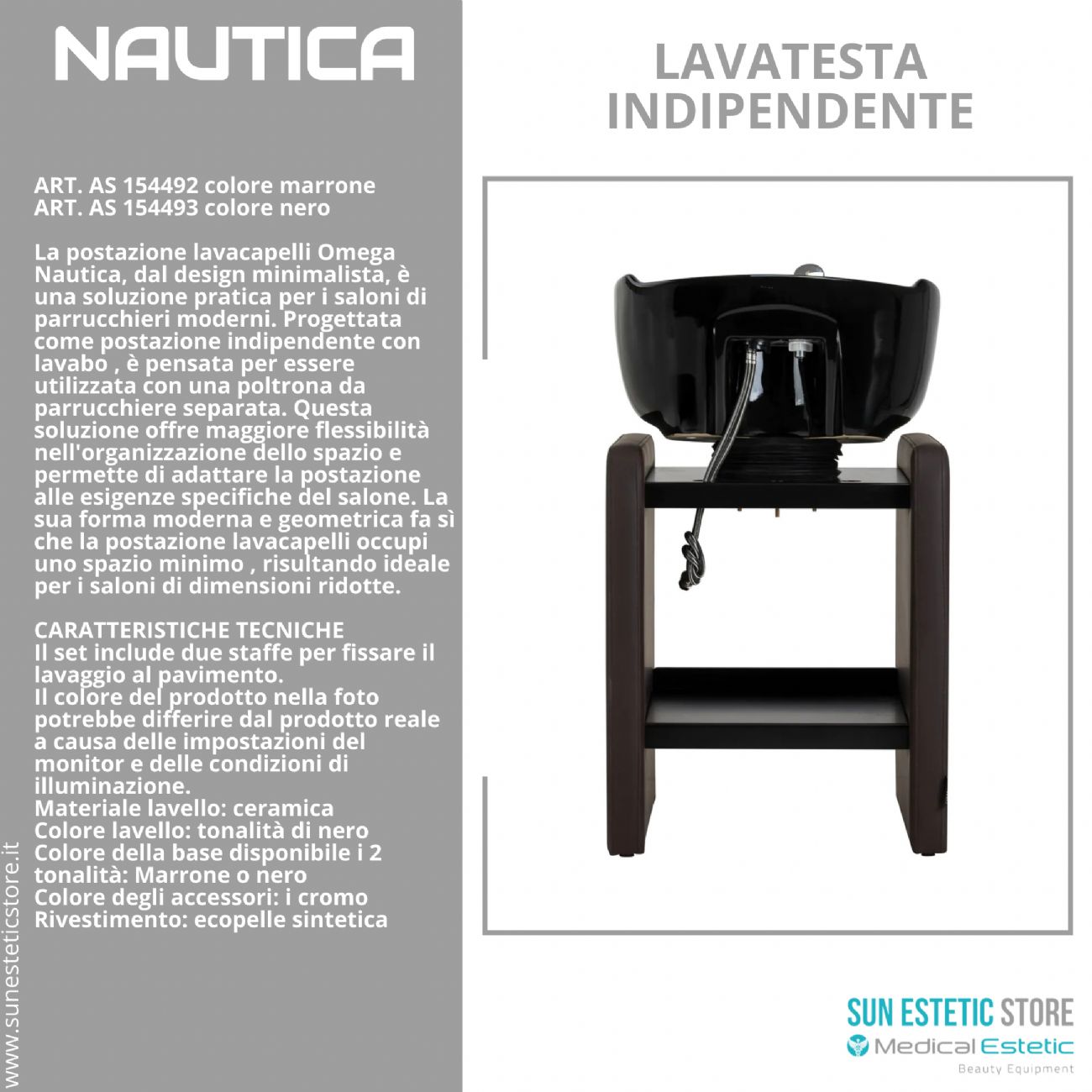 Nautica lavatesta indipendente senza poltrona