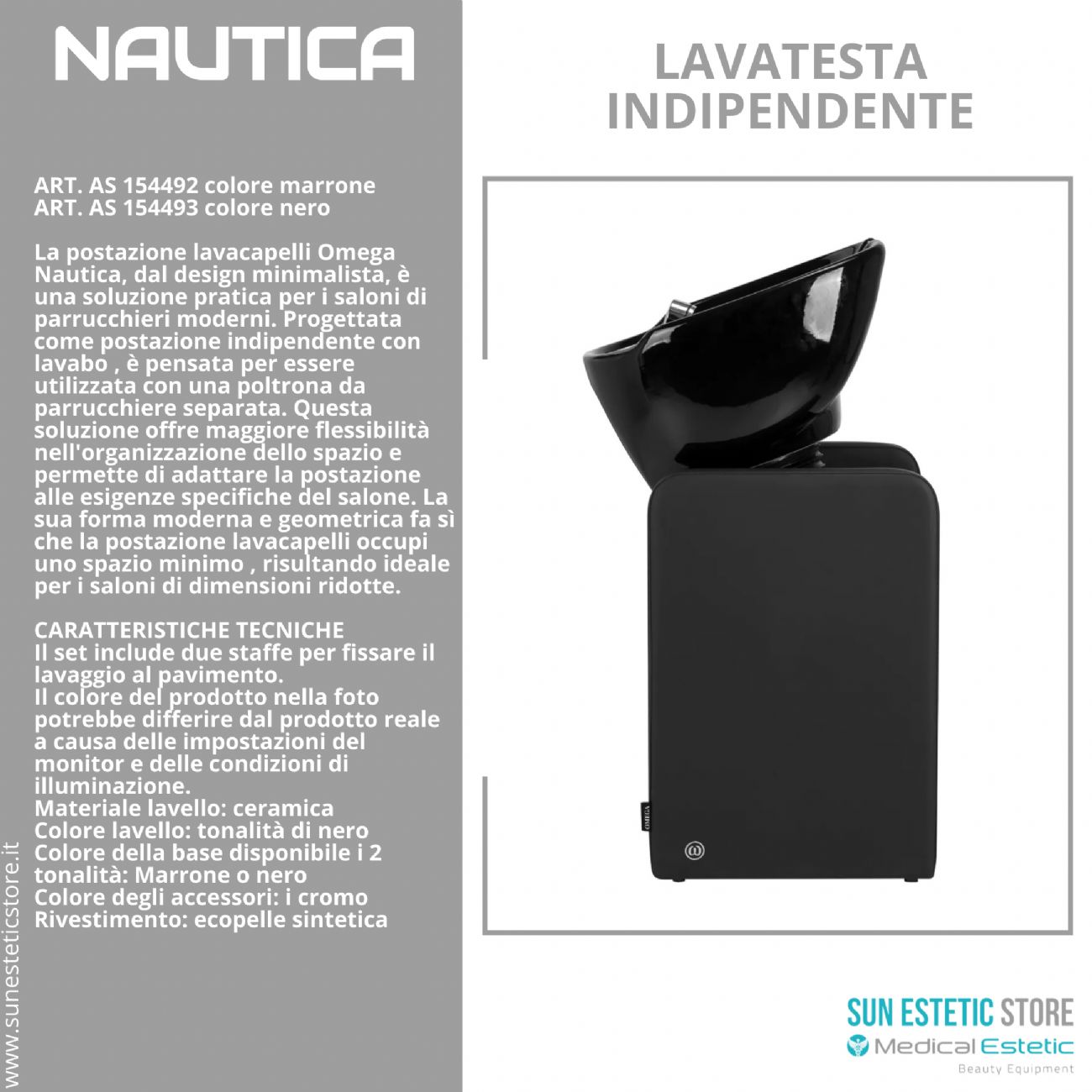 Nautica lavatesta indipendente senza poltrona