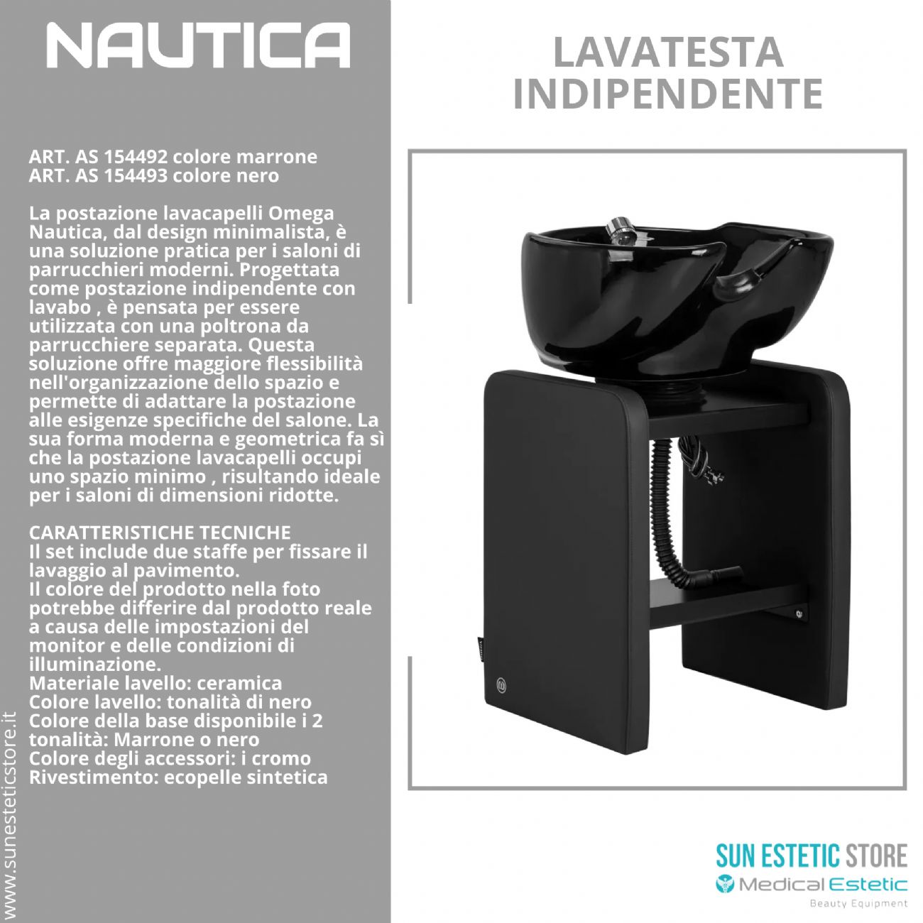 Nautica lavatesta indipendente senza poltrona