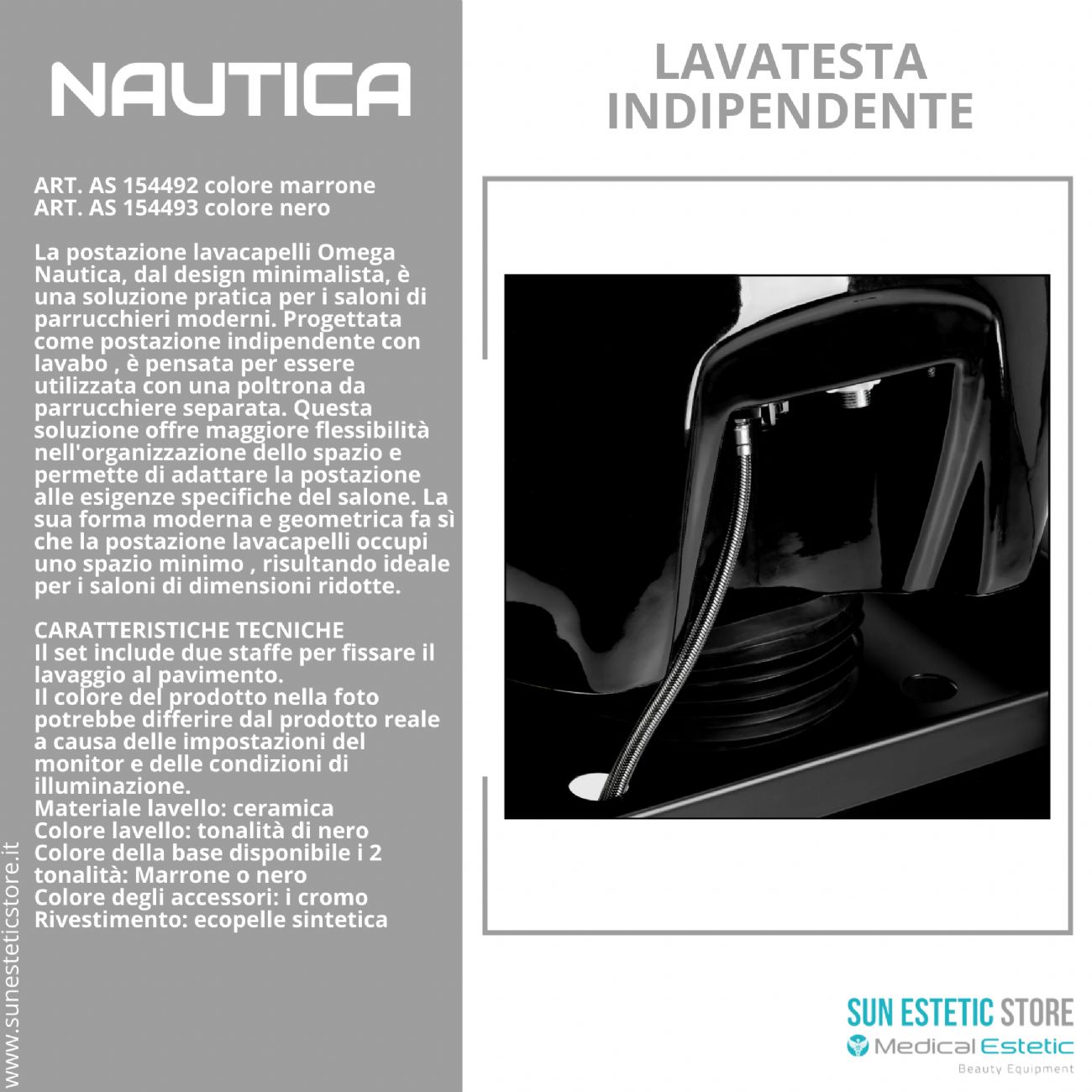 Nautica lavatesta indipendente senza poltrona