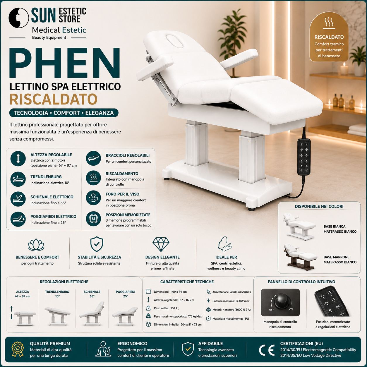 Phen lettino massaggio Spa 4 motori estetica massaggi centro benessere