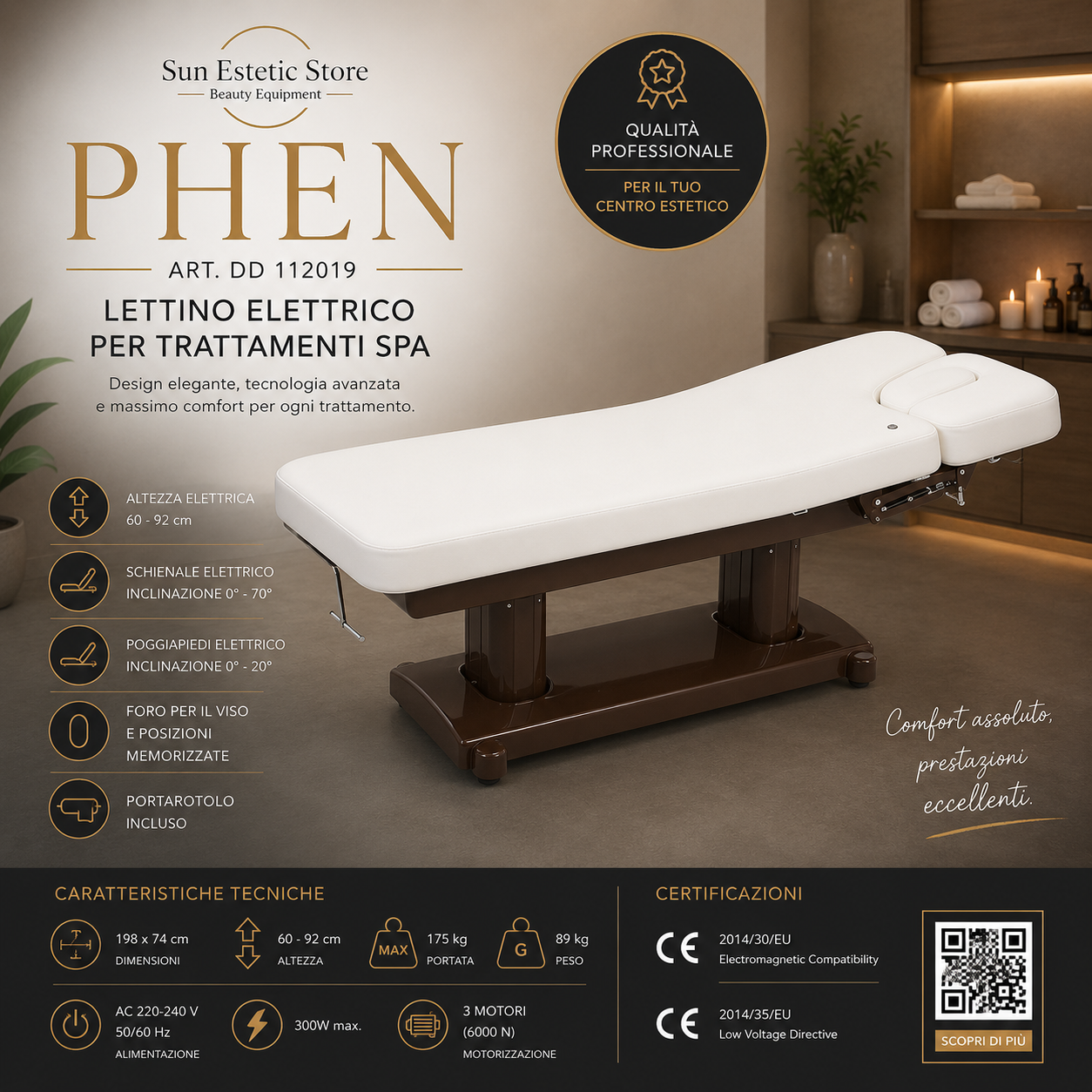 Phen lettino massaggio Spa 4 motori estetica massaggi centro benessere