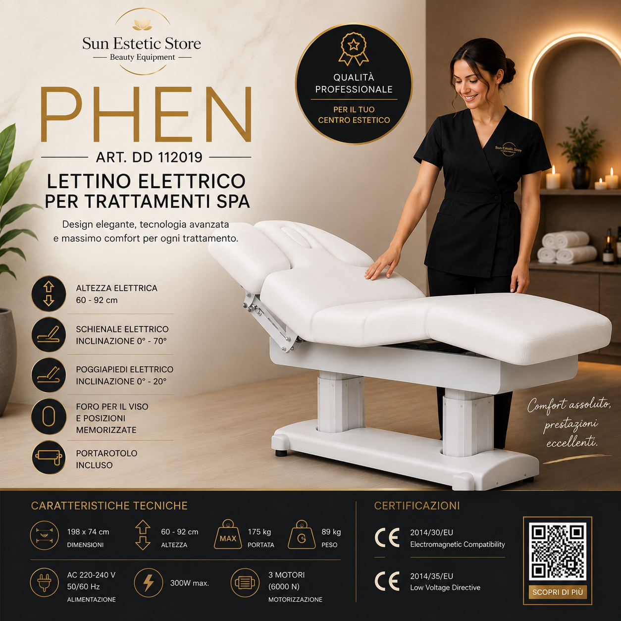 Phen lettino massaggio Spa 4 motori estetica massaggi centro benessere