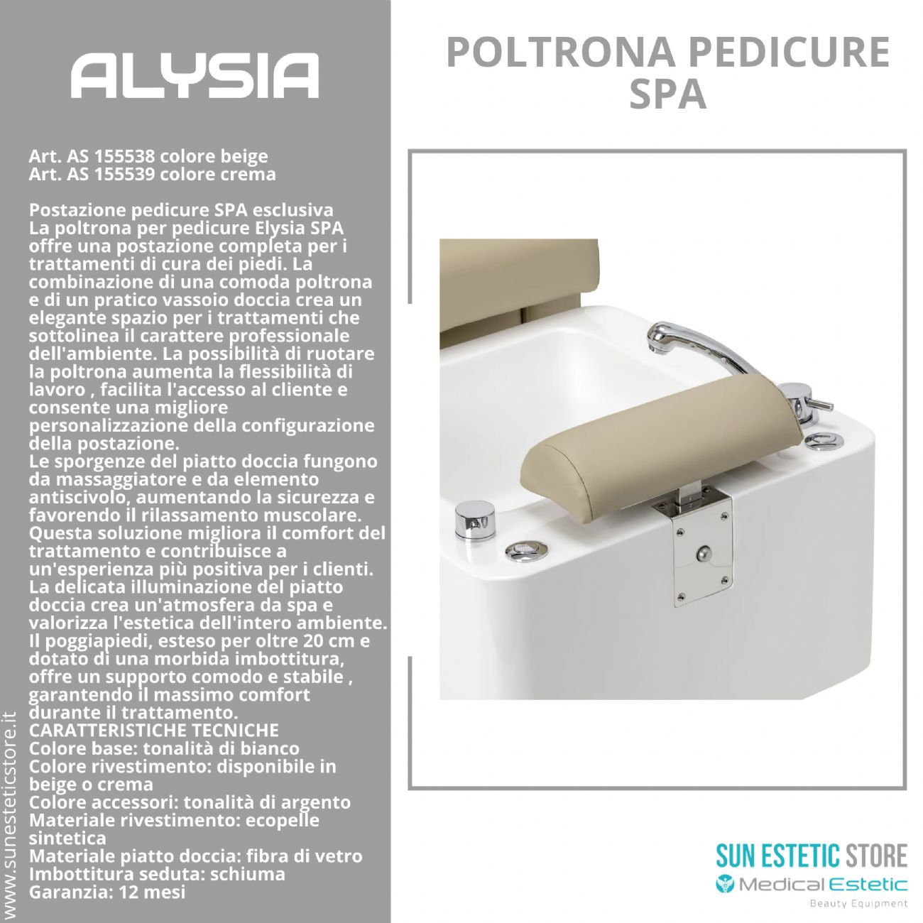 Alysia poltrona pedicure Spa professionale