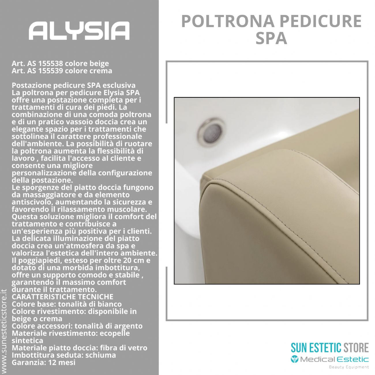 Alysia poltrona pedicure Spa professionale