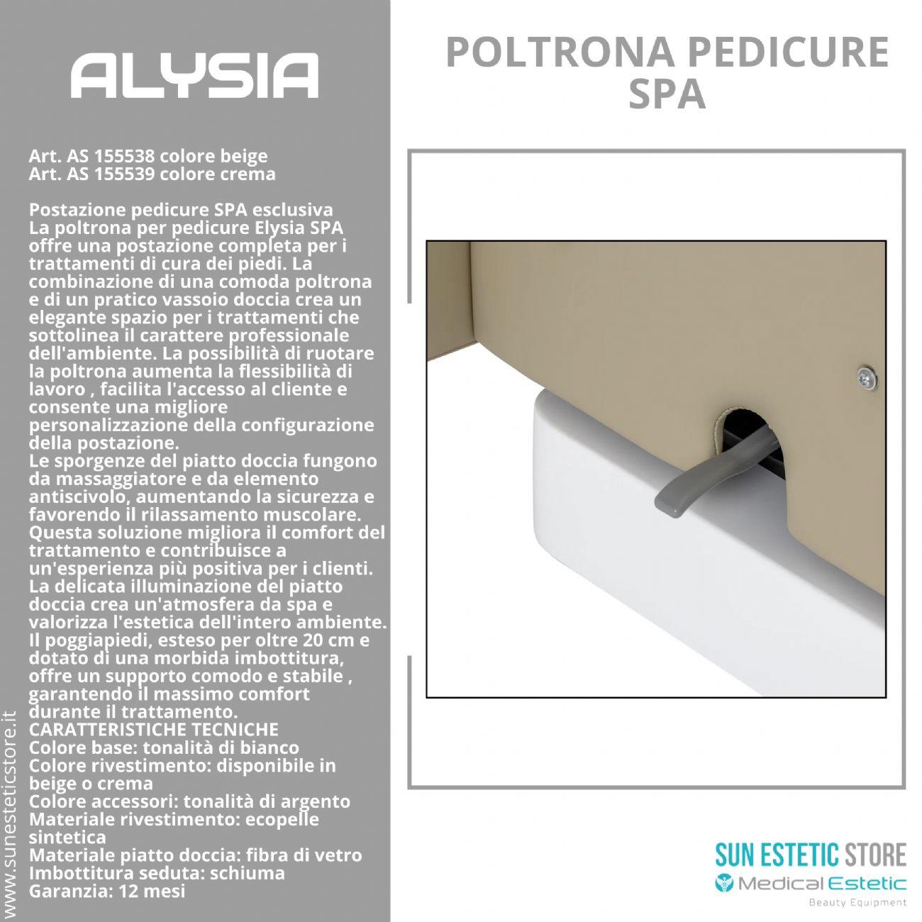 Alysia poltrona pedicure Spa professionale