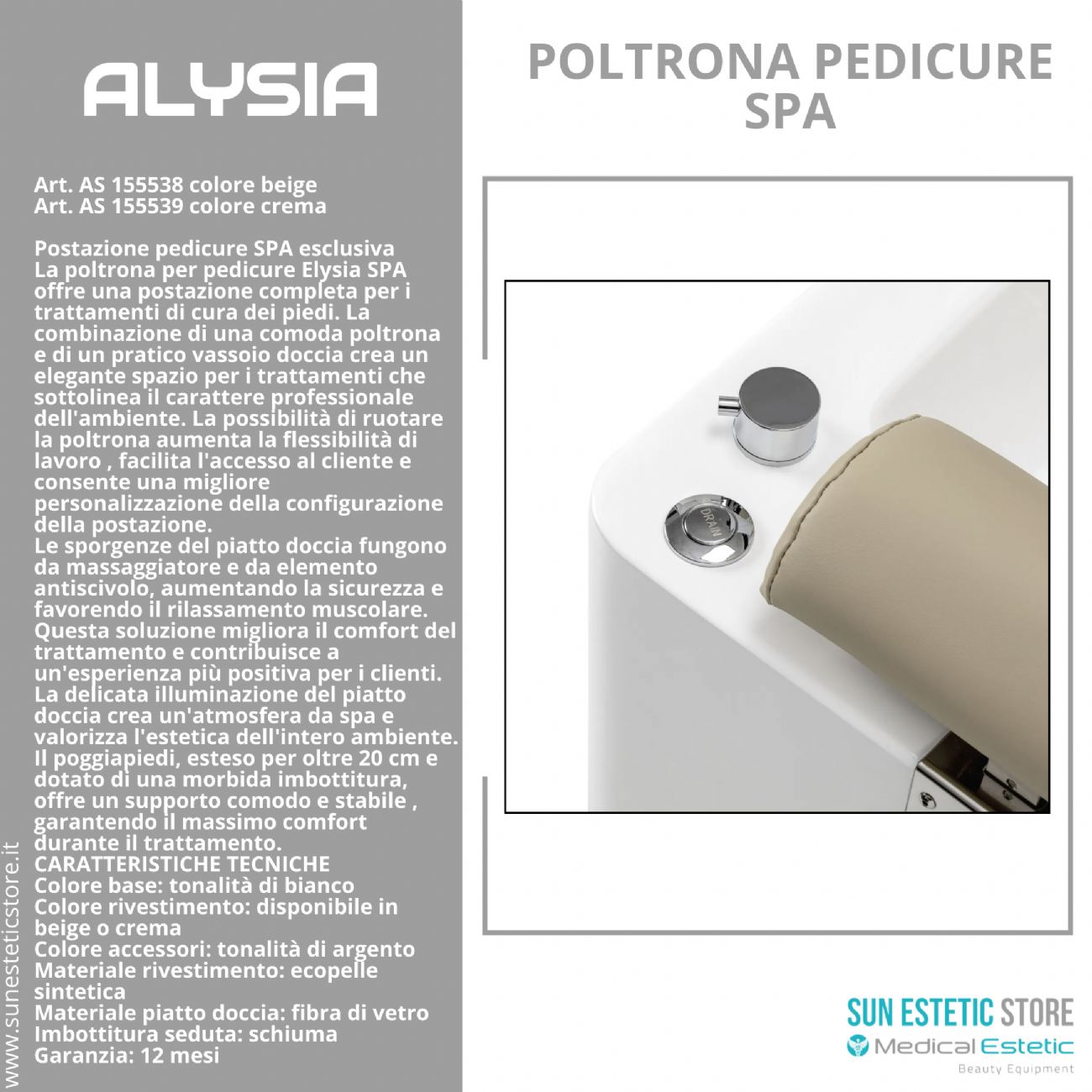 Alysia poltrona pedicure Spa professionale