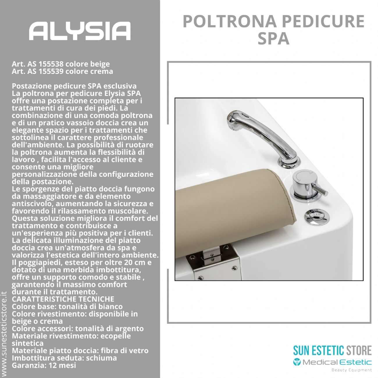 Alysia poltrona pedicure Spa professionale
