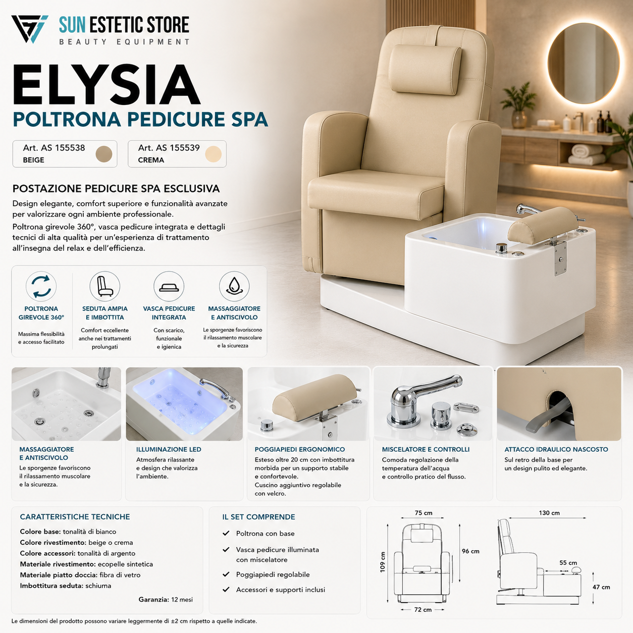 Alysia poltrona pedicure Spa professionale