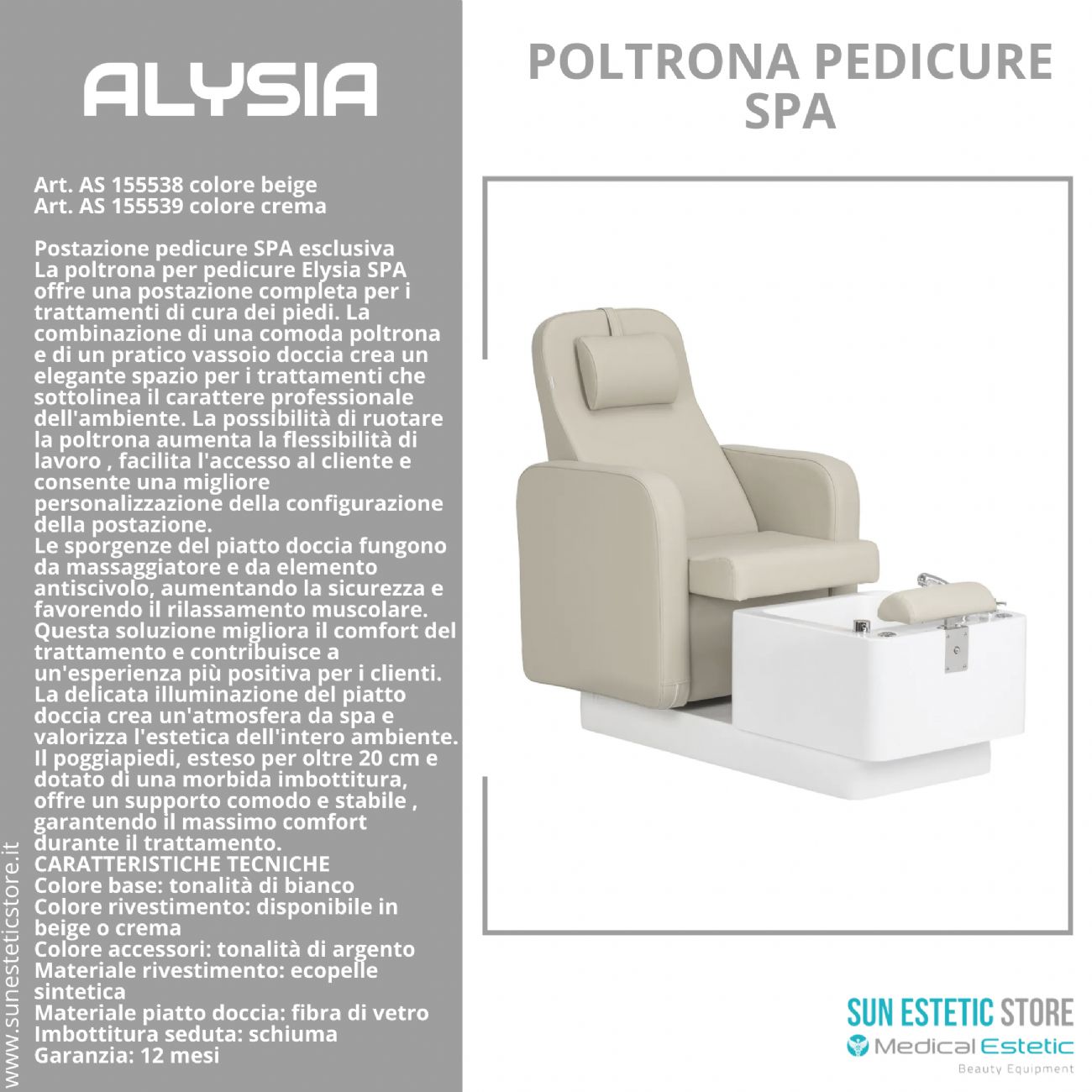 Alysia poltrona pedicure Spa professionale
