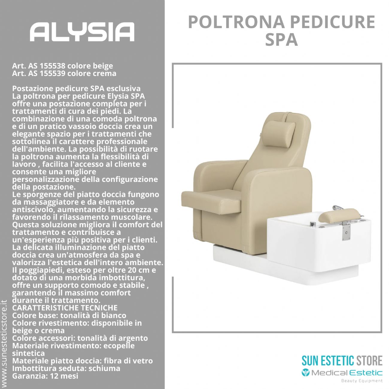 Alysia poltrona pedicure Spa professionale
