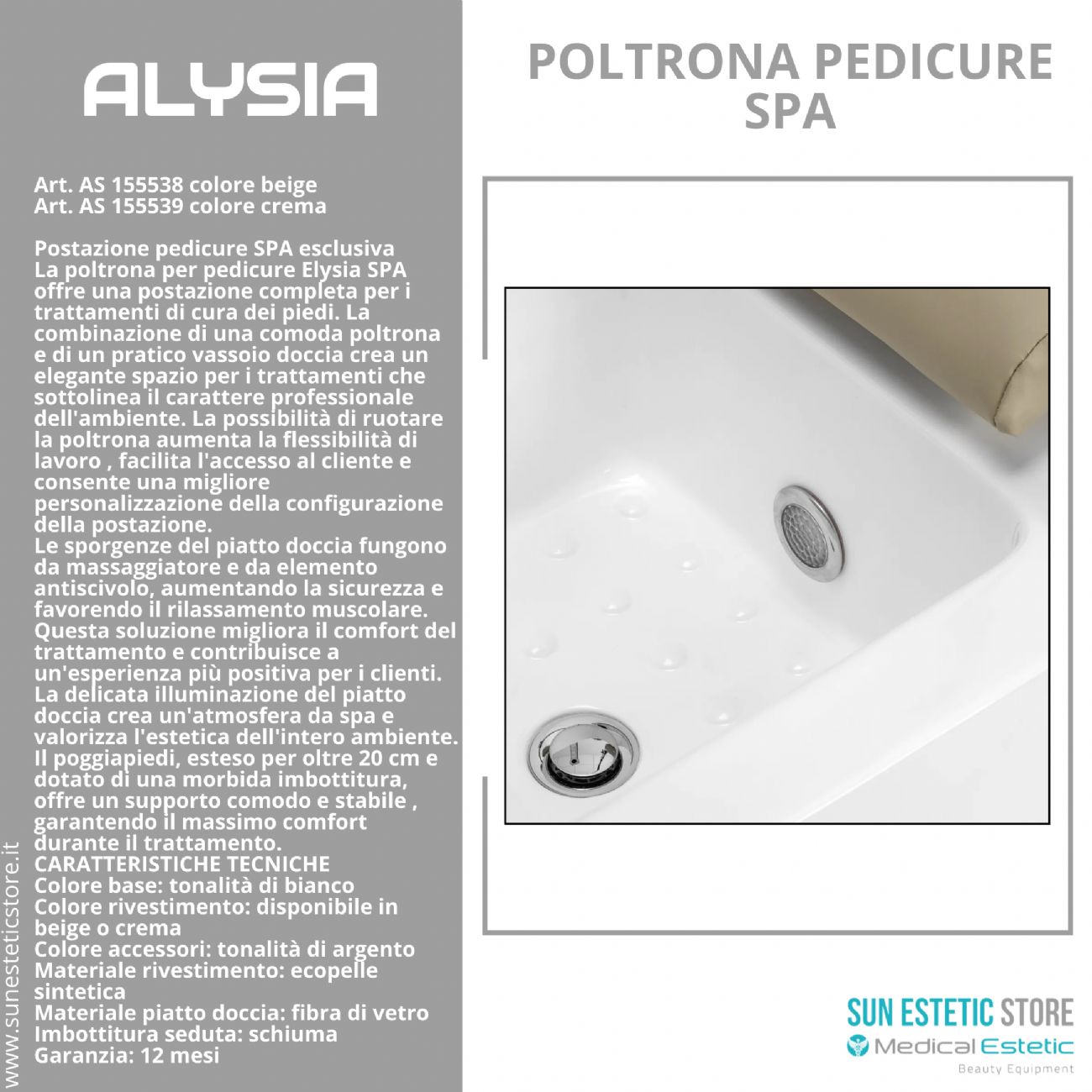 Alysia poltrona pedicure Spa professionale