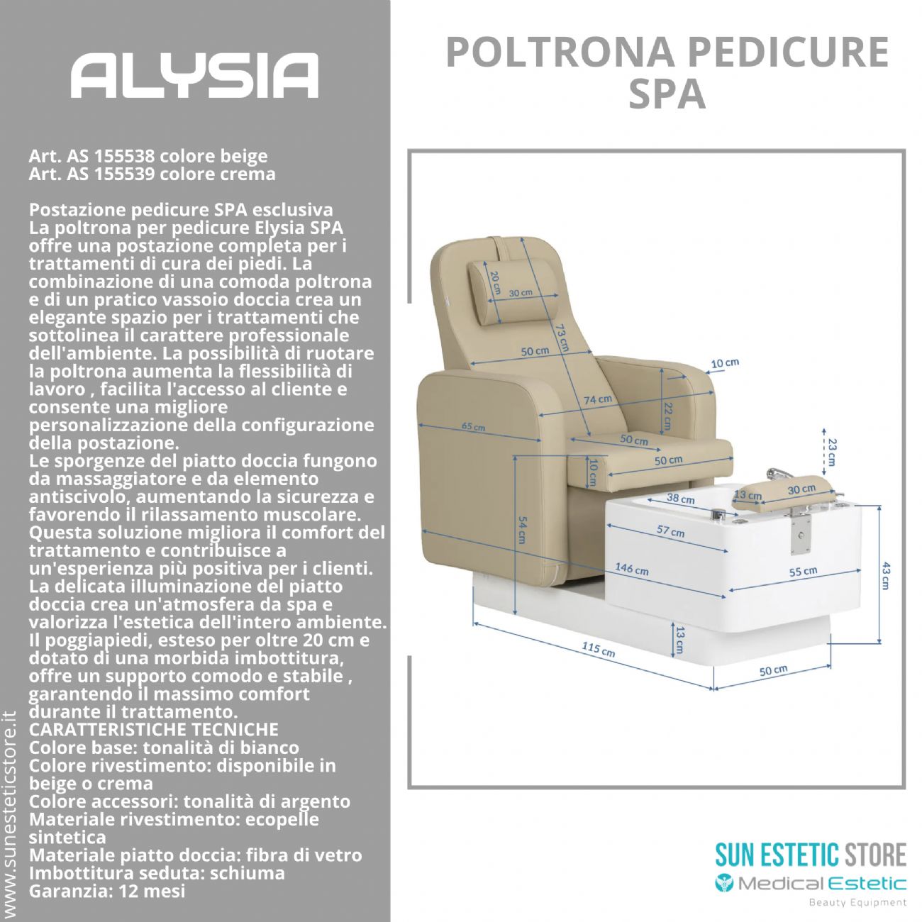 Alysia poltrona pedicure Spa professionale