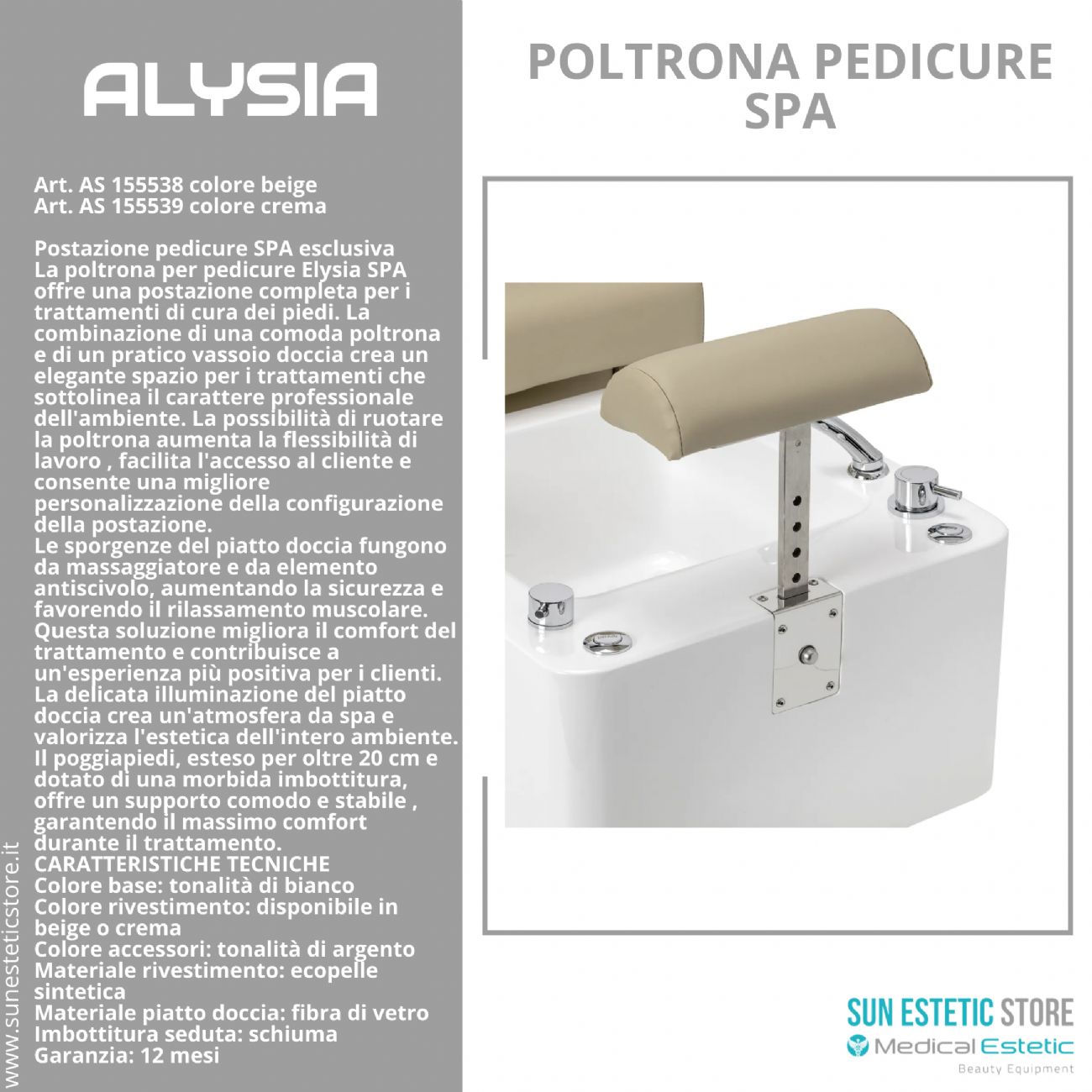Alysia poltrona pedicure Spa professionale