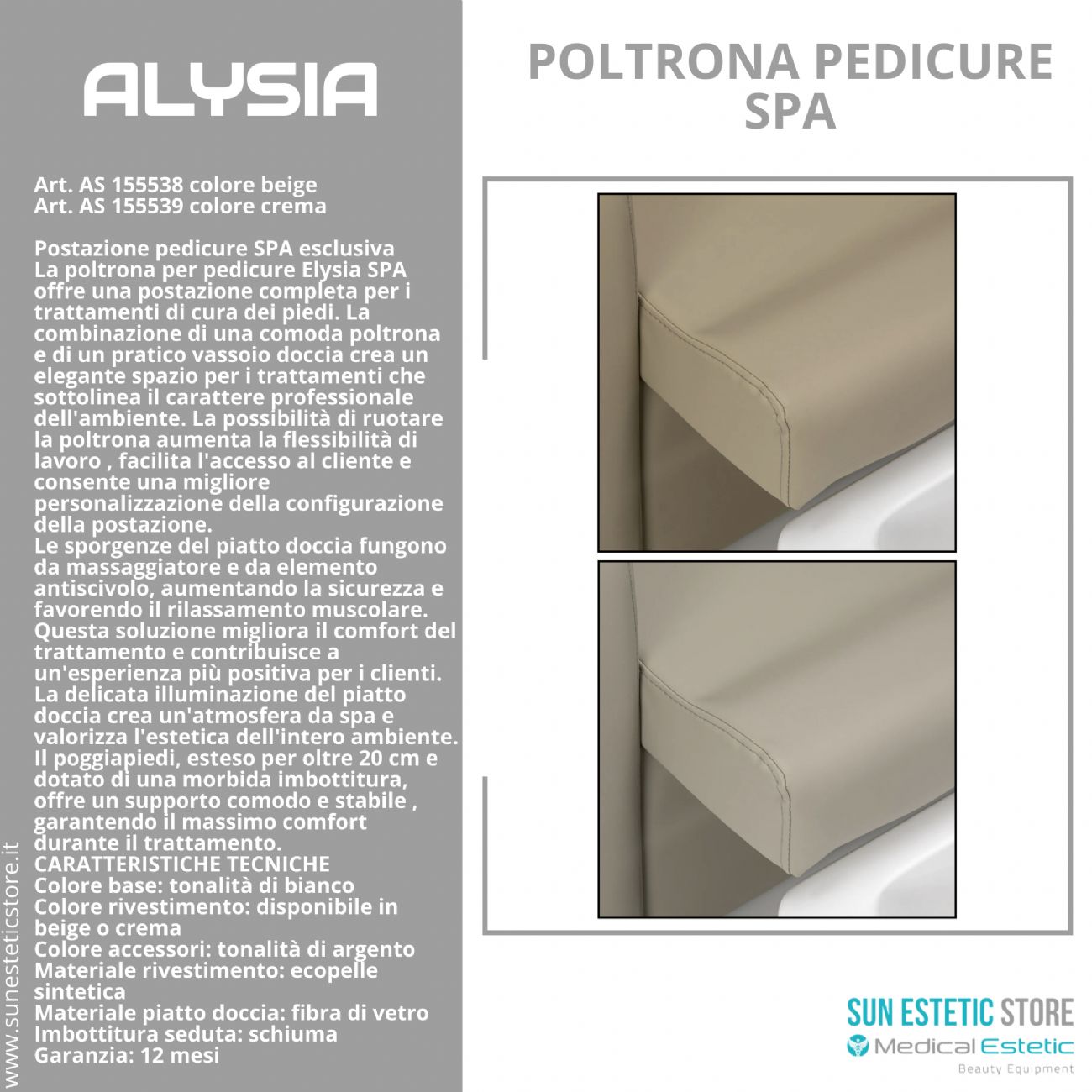 Alysia poltrona pedicure Spa professionale