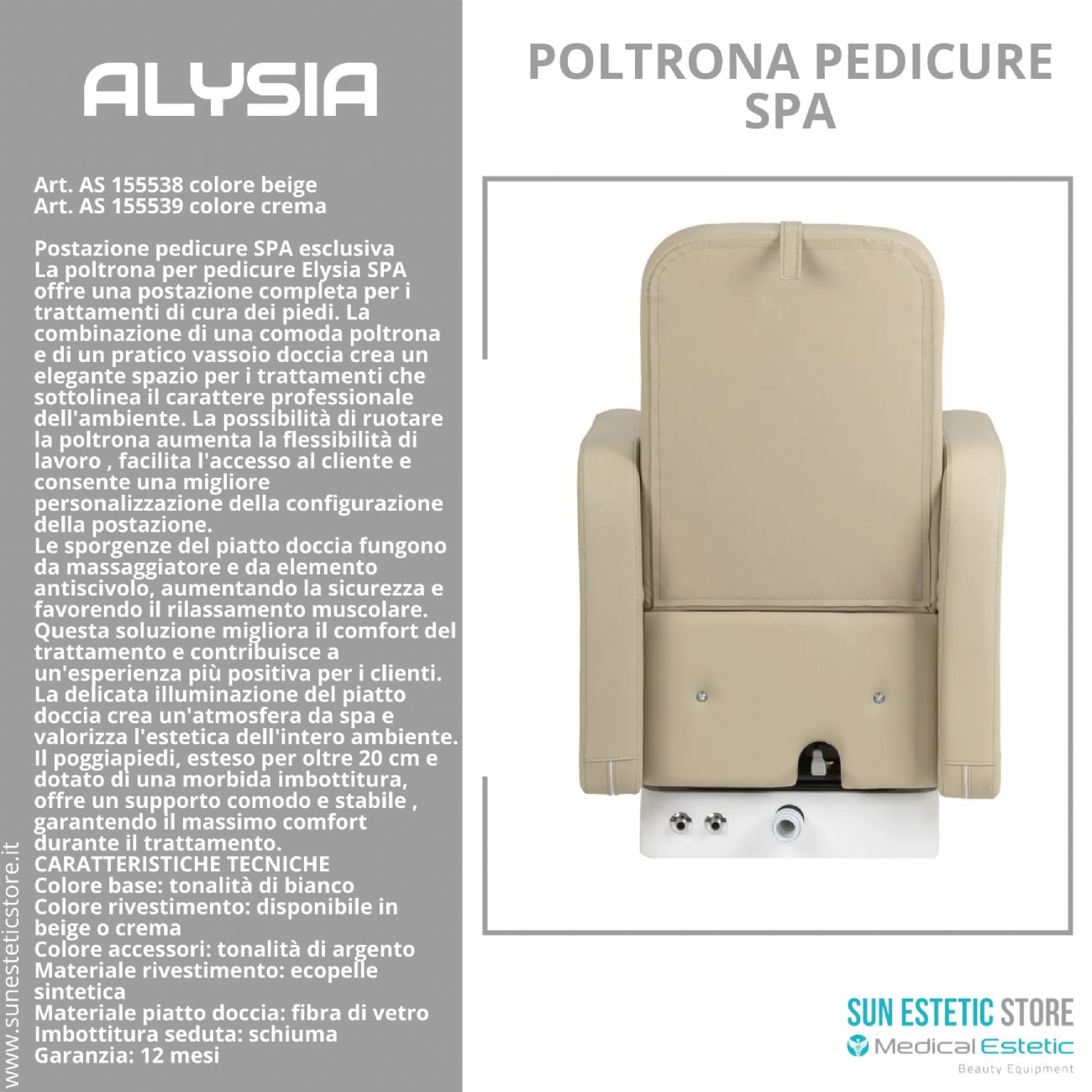 Alysia poltrona pedicure Spa professionale
