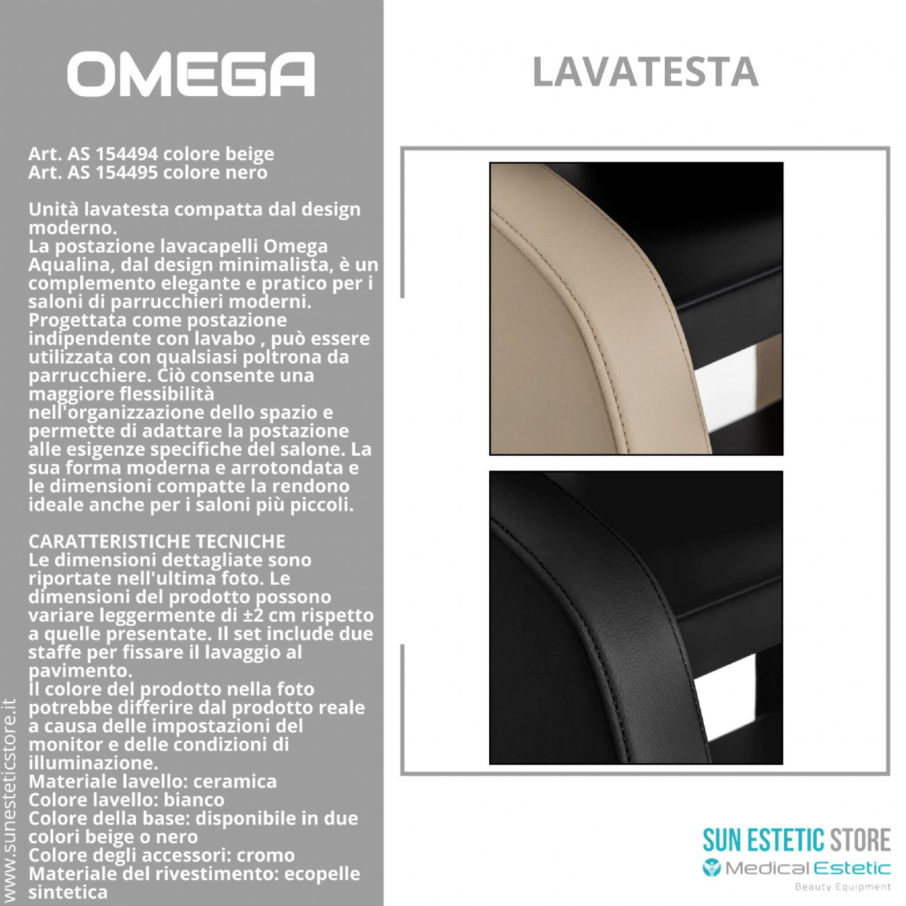 Omega postazione lavatesta indipendente