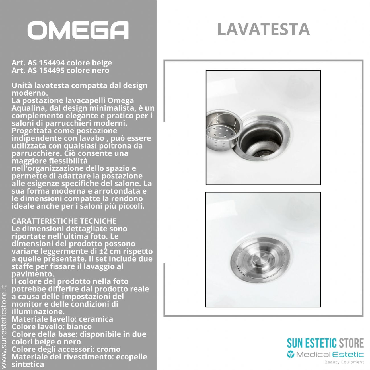 Omega postazione lavatesta indipendente