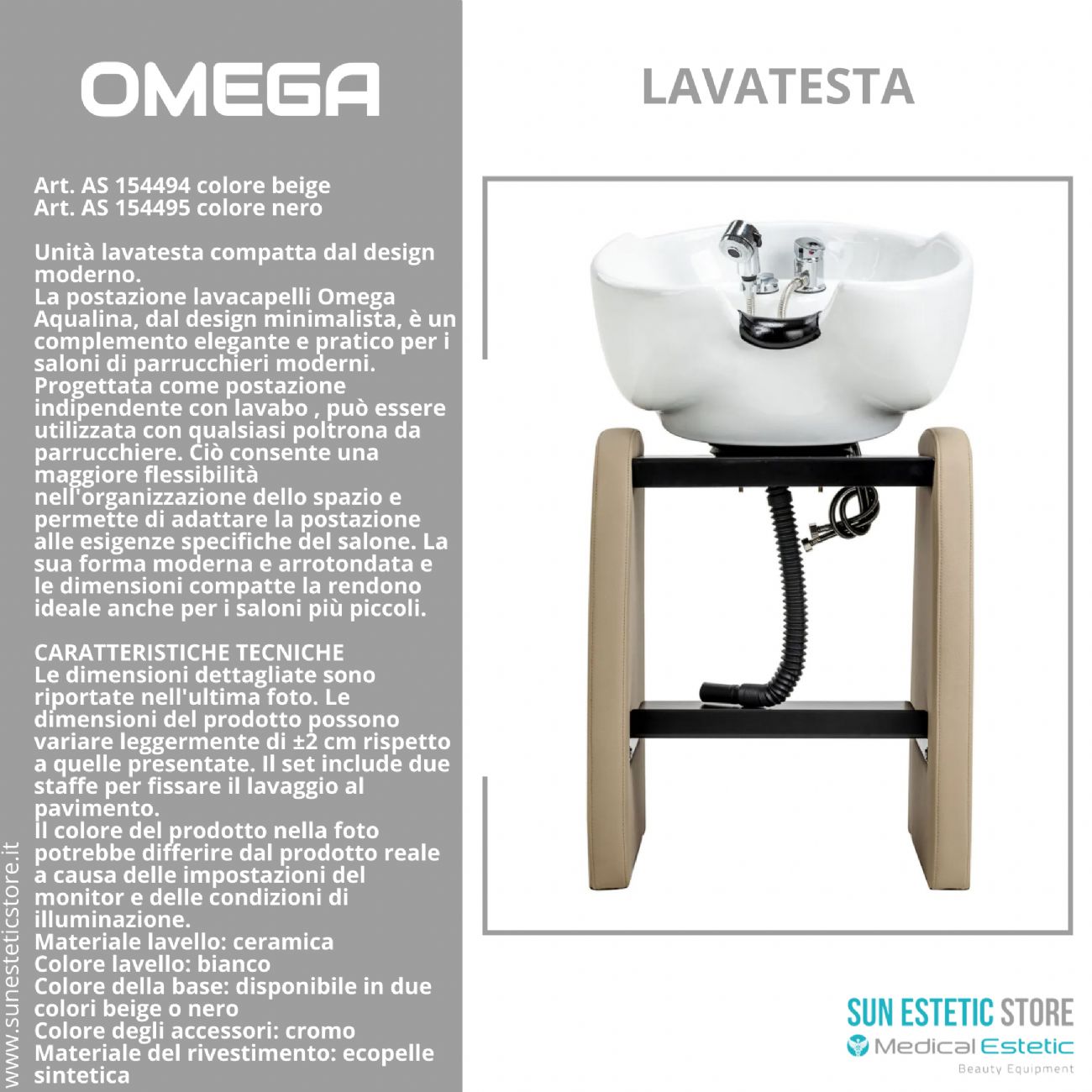Omega postazione lavatesta indipendente