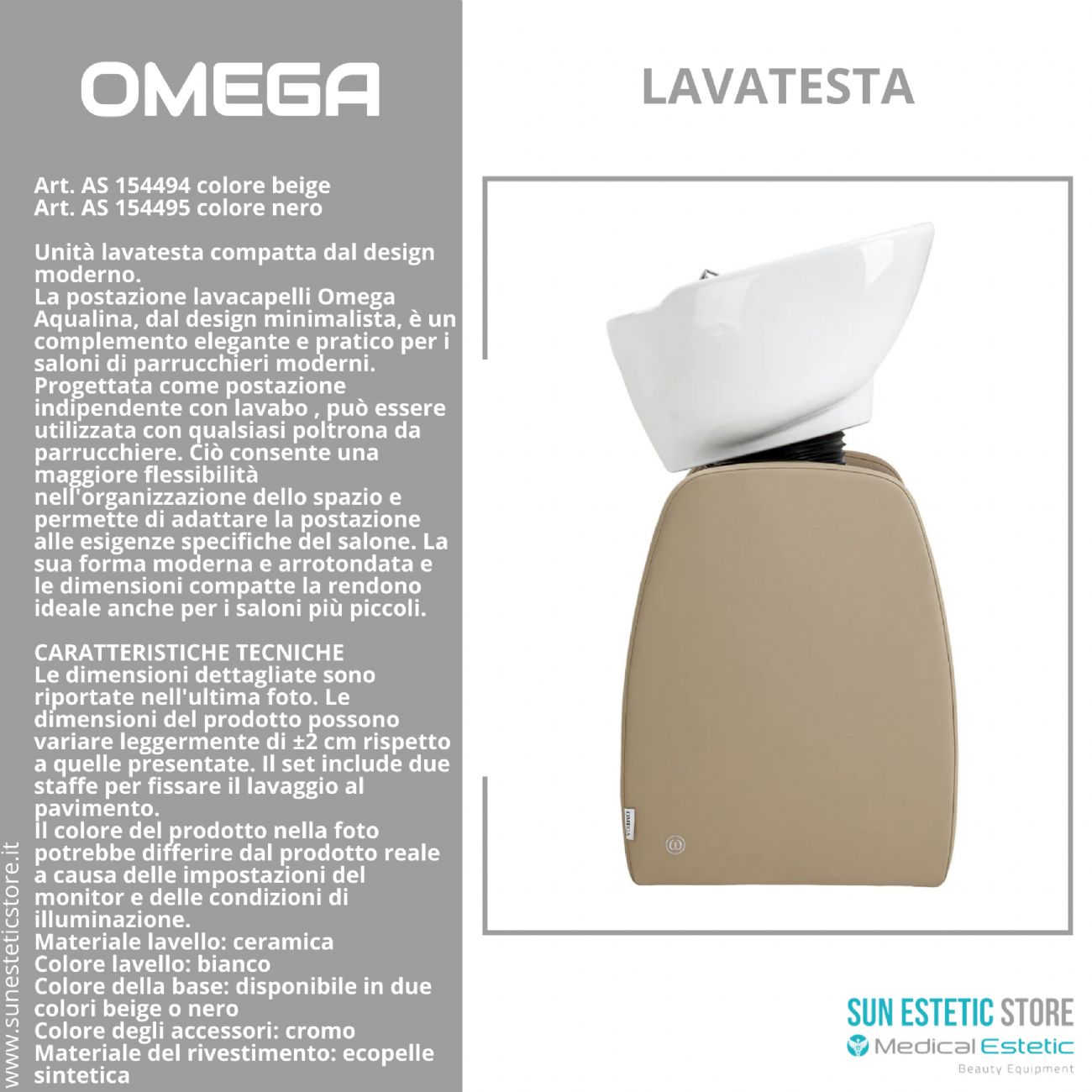 Omega postazione lavatesta indipendente