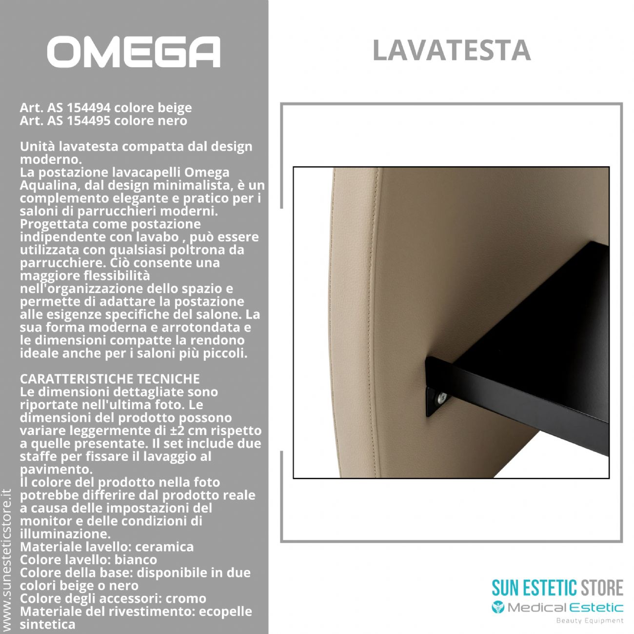 Omega postazione lavatesta indipendente