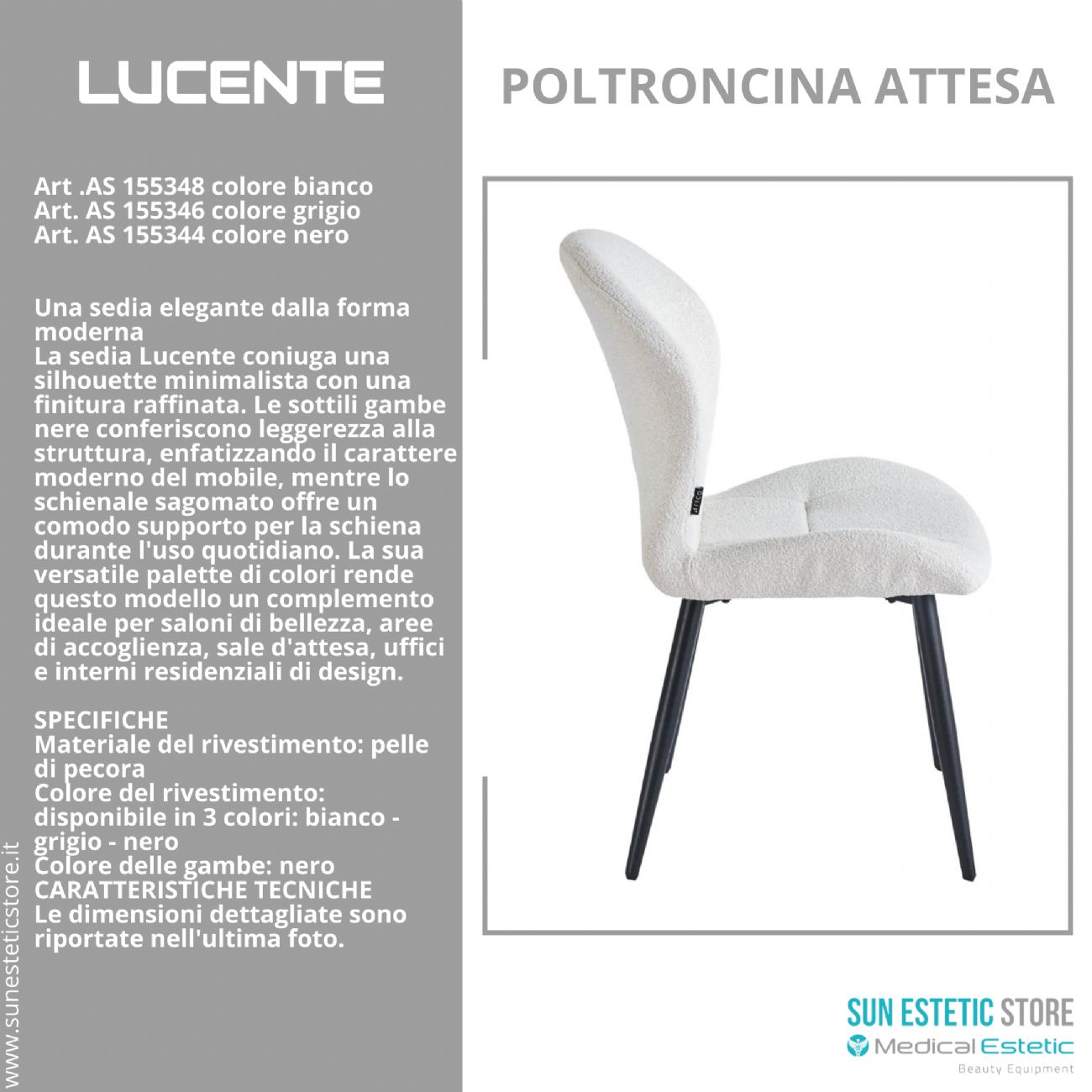 4Rico Lucente sedia poltroncina per reception sala attesa