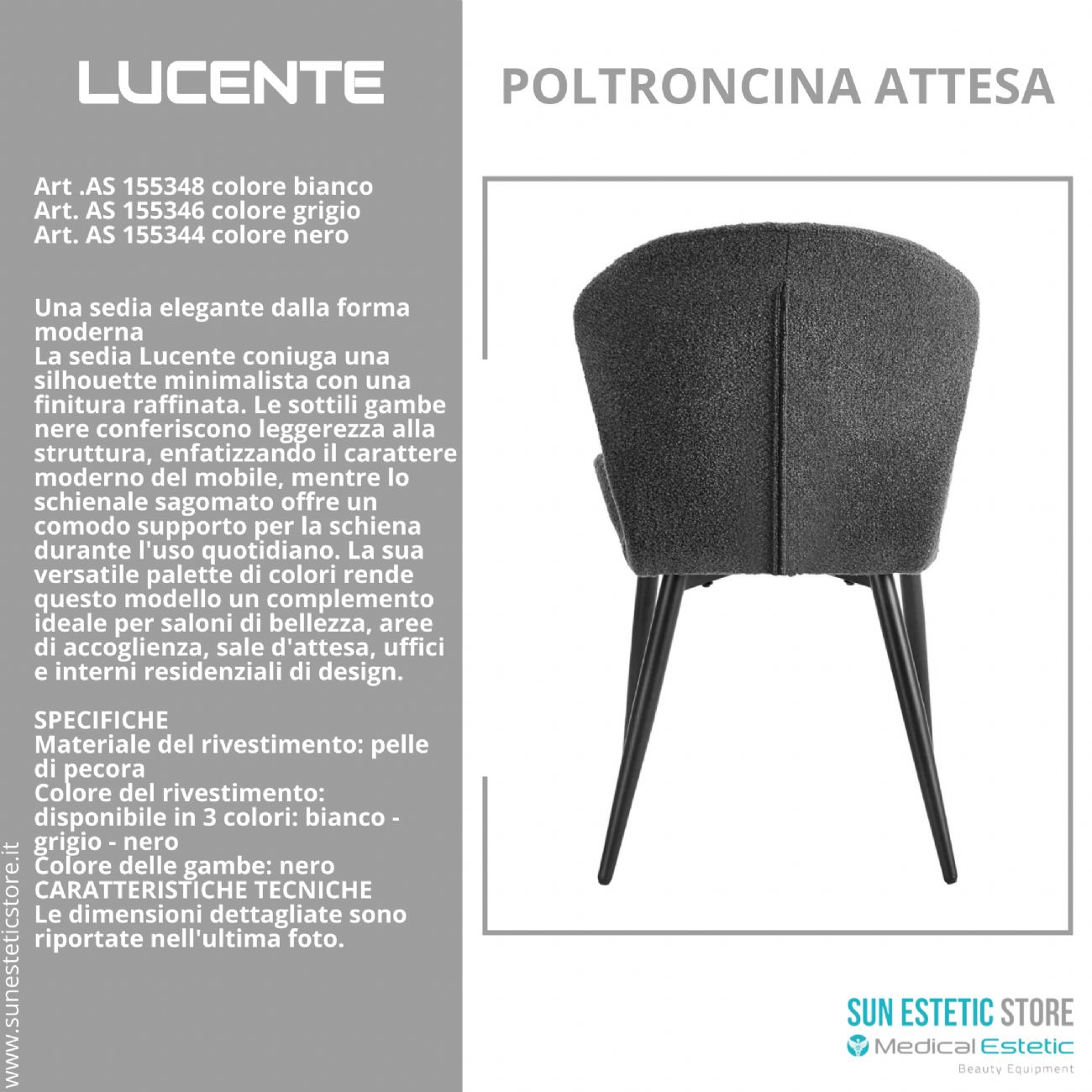 4Rico Lucente sedia poltroncina per reception sala attesa