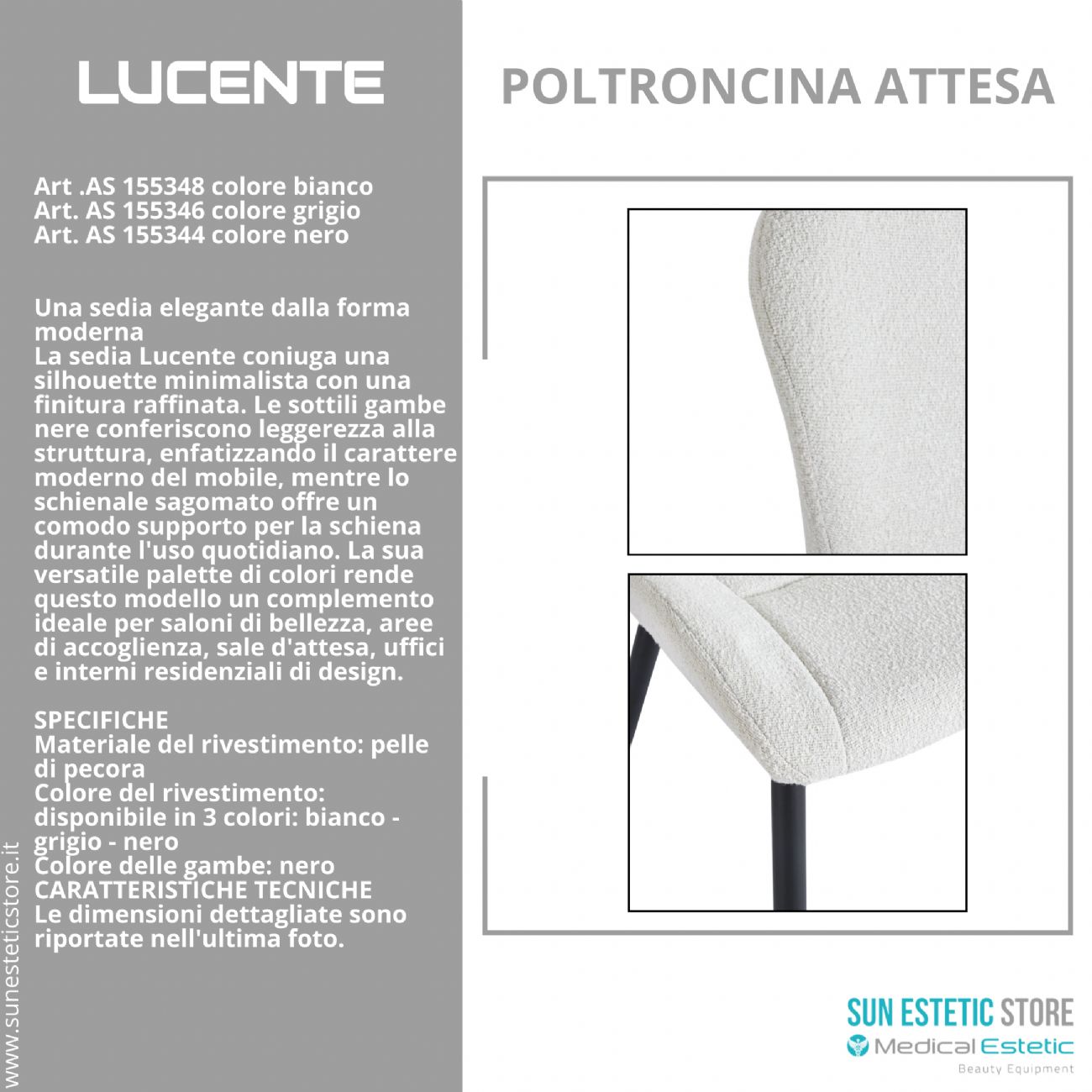 4Rico Lucente sedia poltroncina per reception sala attesa