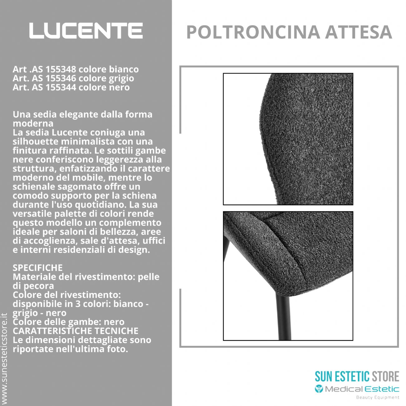 4Rico Lucente sedia poltroncina per reception sala attesa