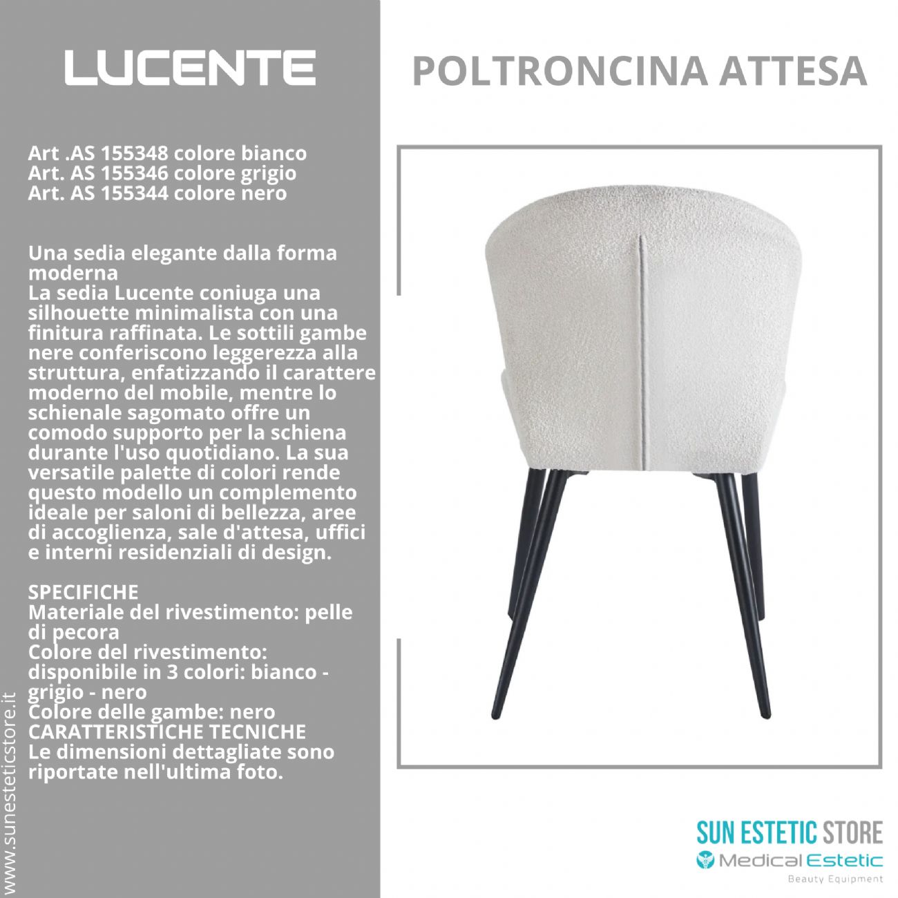 4Rico Lucente sedia poltroncina per reception sala attesa
